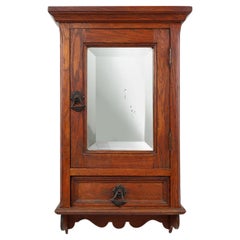 French 1930s Art Deco shaving or wall cabinet in wood with mirror