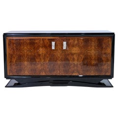 French 1930s Art Deco Sideboard in Black Lacquer and Nuwood with Bronze Fittings