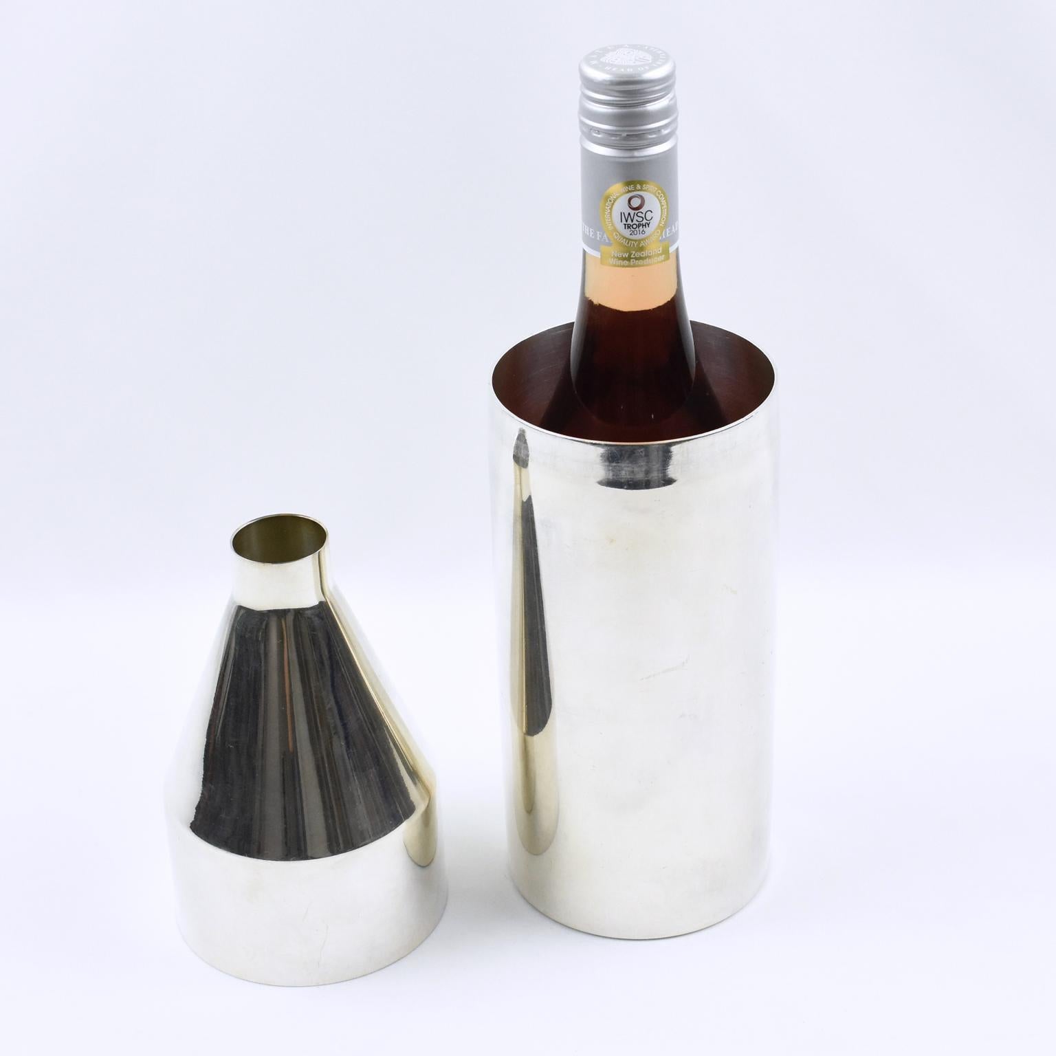 Mid-20th Century French 1930s Art Deco Silver Plate Barware Accessory Wine Bottle Cooler