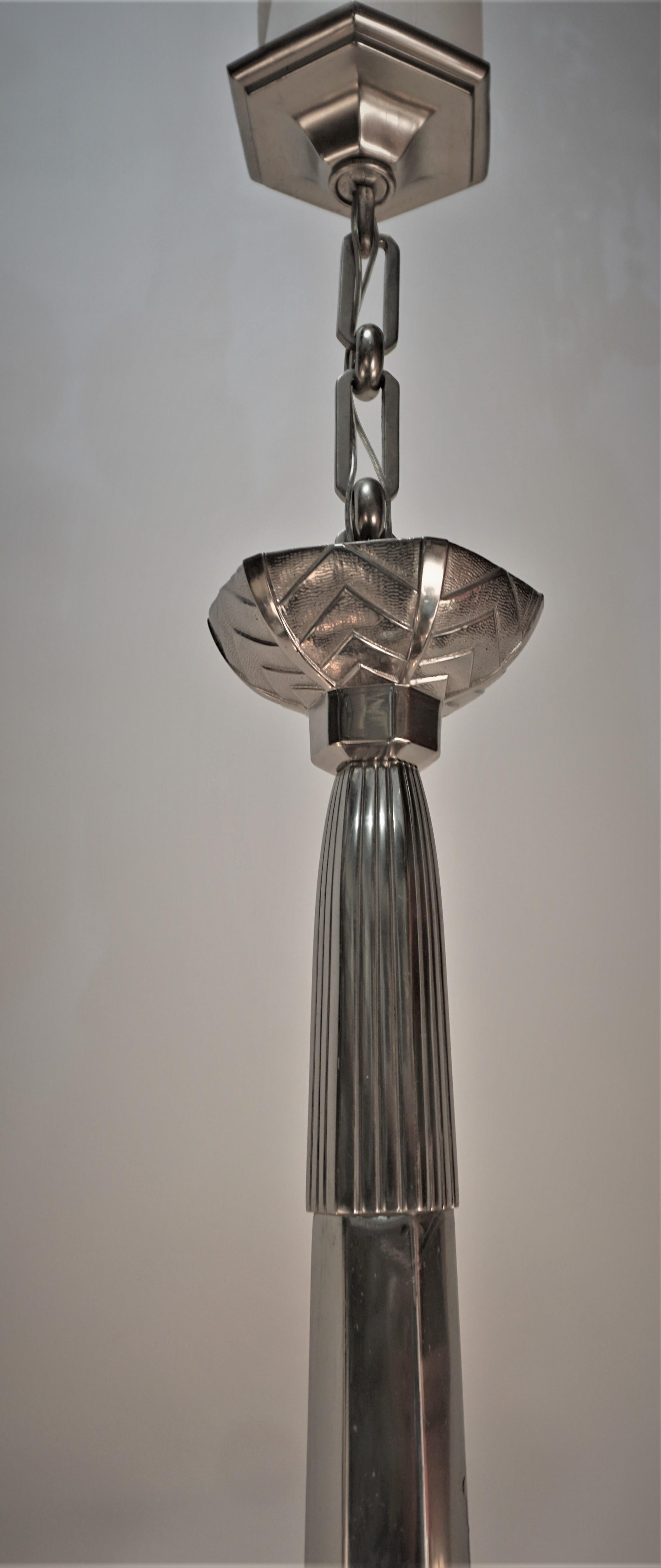 French 1930s Art Deco Sis Arm Chandelier For Sale 5