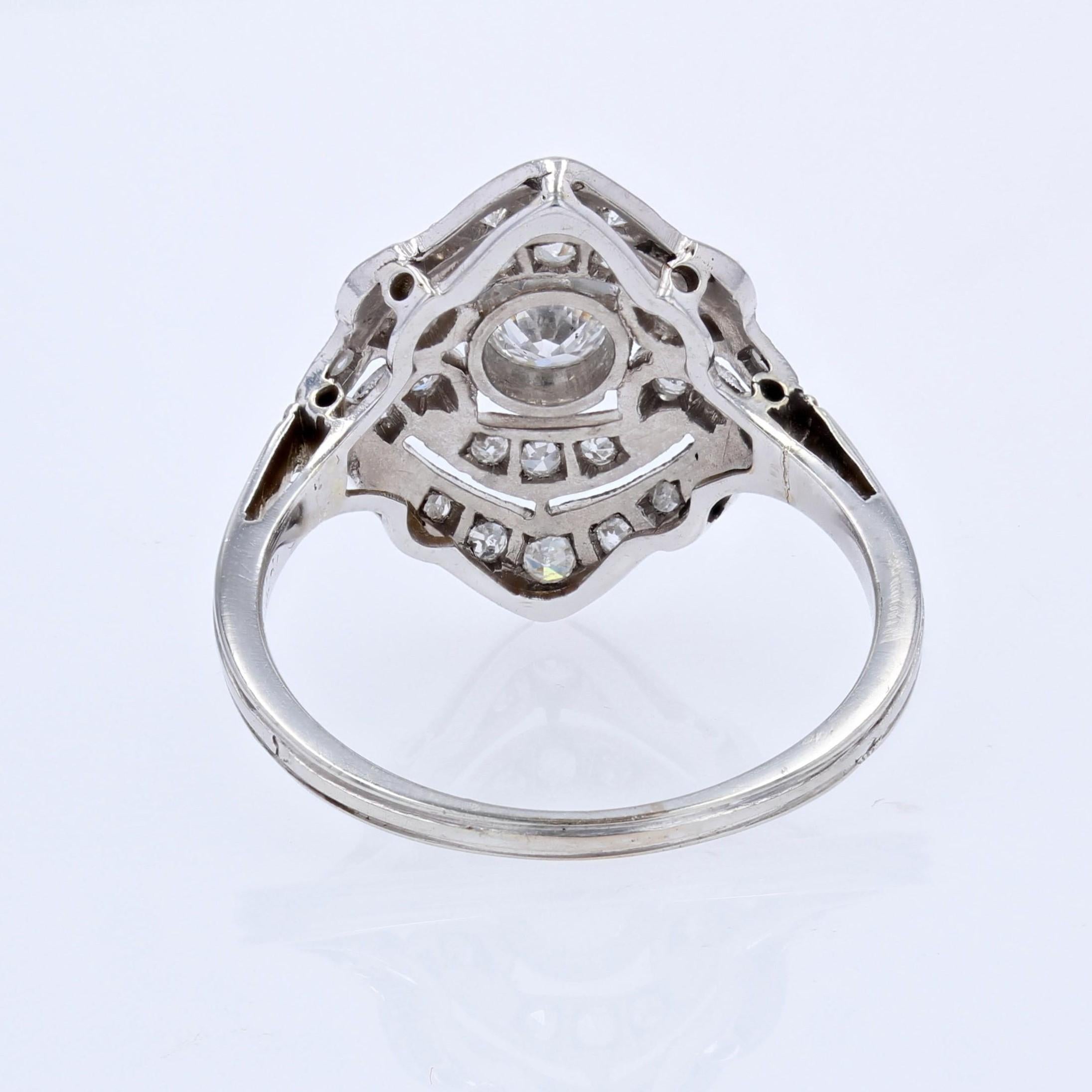 French 1930s Art Deco Style Diamonds 18 Karat White Gold Ring 6