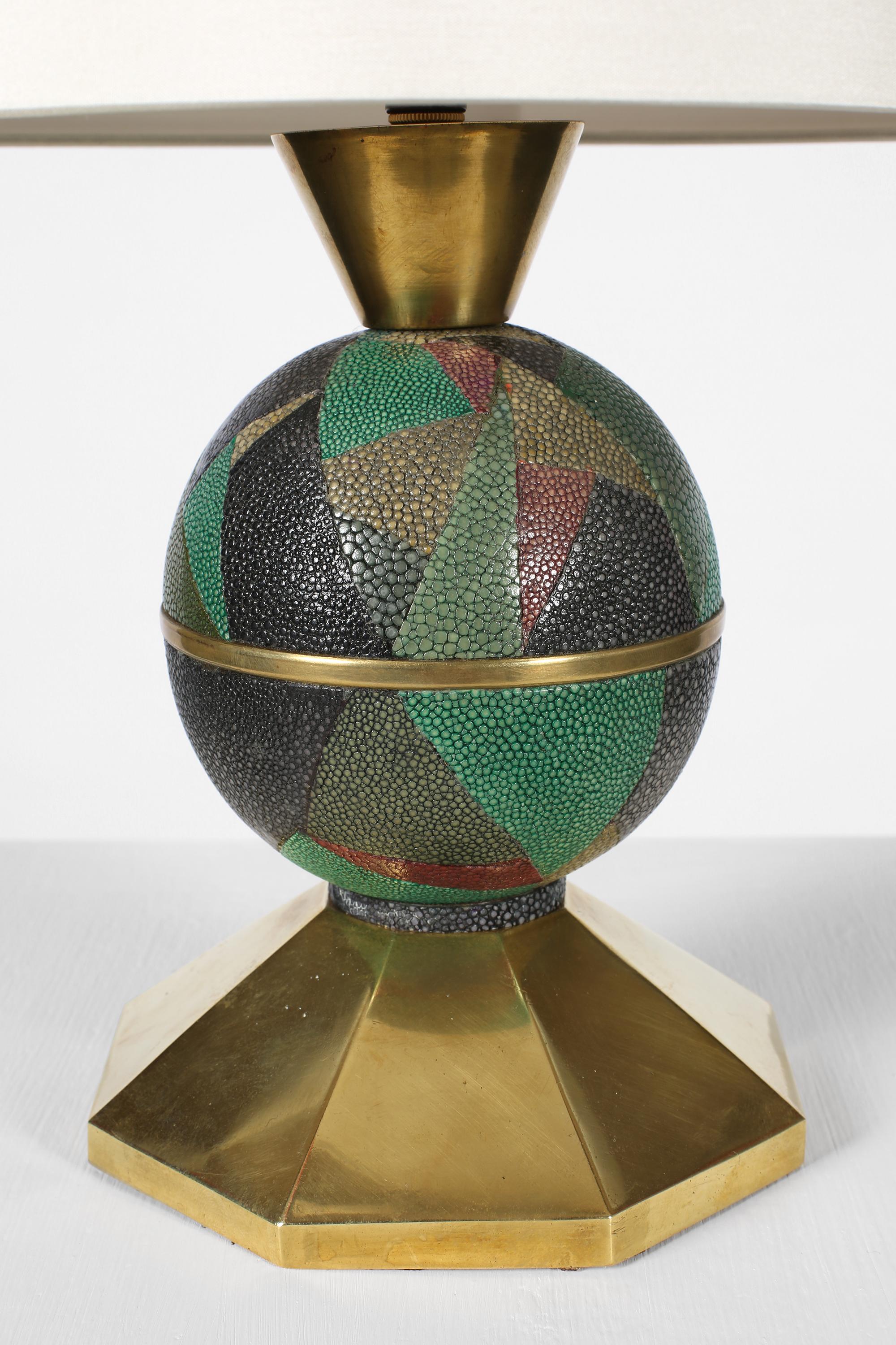 French 1930s Art Deco Table Lamp by André Groult in Galuchat & Gilt Bronze In Good Condition In London, GB