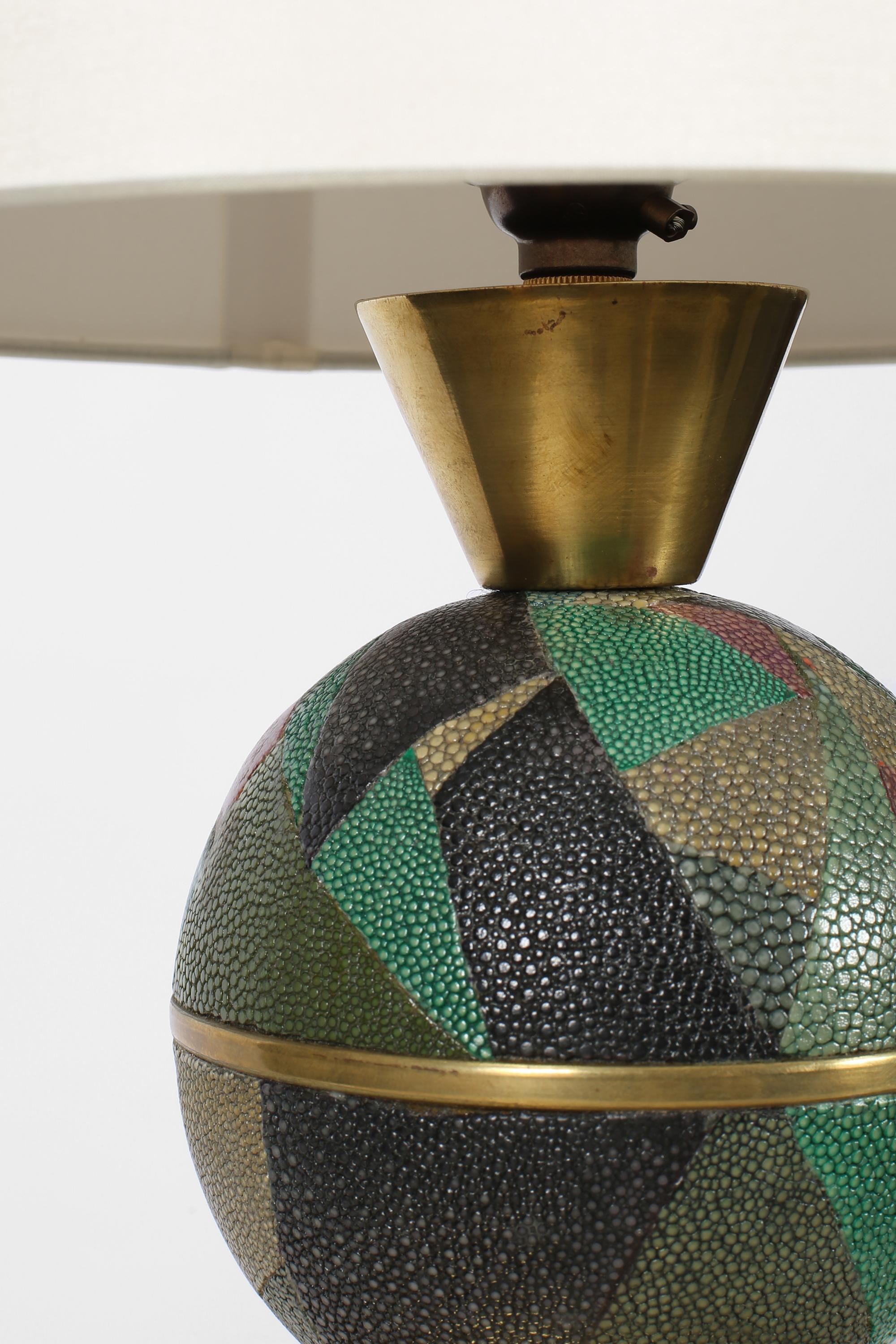French 1930s Art Deco Table Lamp by André Groult in Galuchat & Gilt Bronze 2