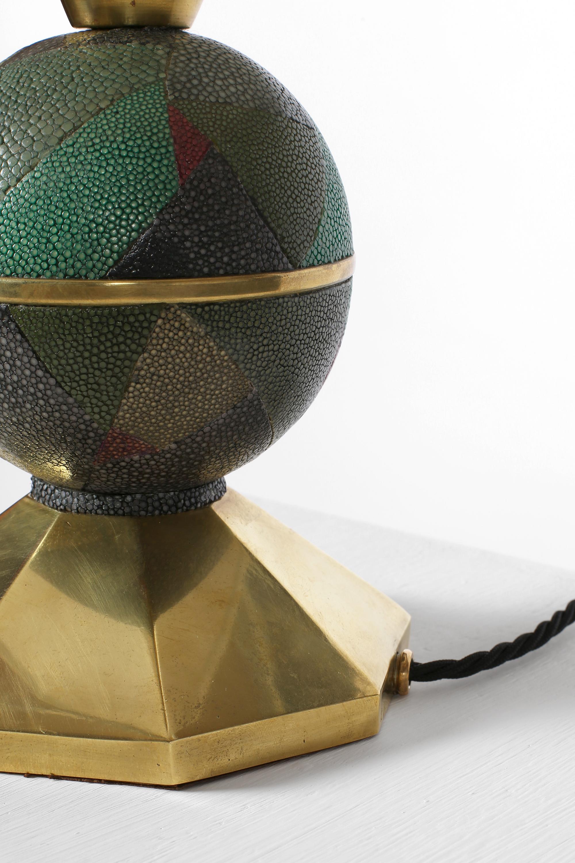 French 1930s Art Deco Table Lamp by André Groult in Galuchat & Gilt Bronze 3
