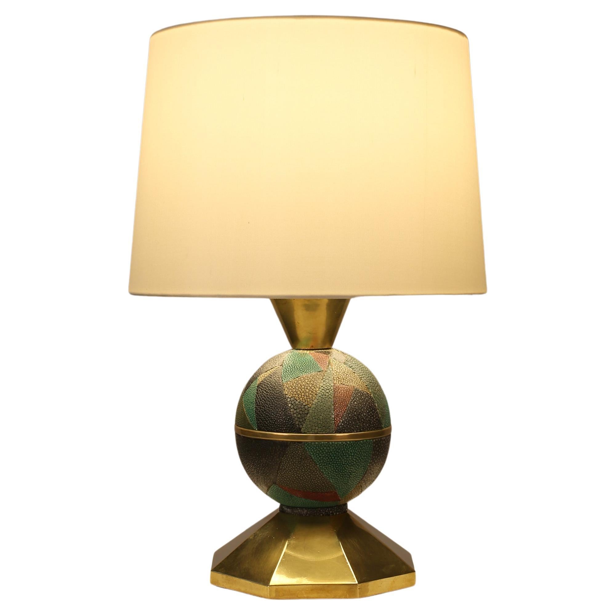 French 1930s Art Deco Table Lamp by André Groult in Galuchat & Gilt Bronze