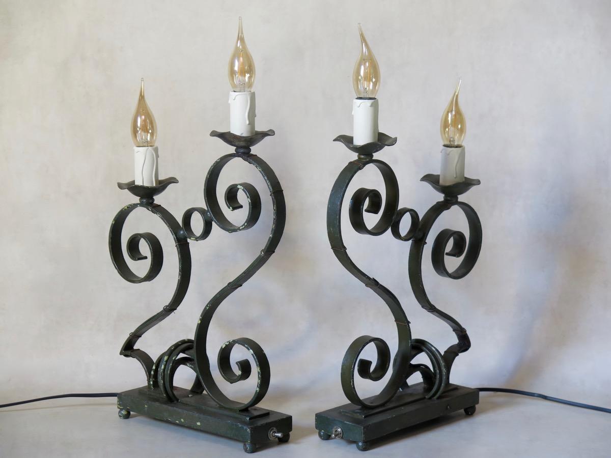 Painted French 1930s Art Deco Table Lamps For Sale