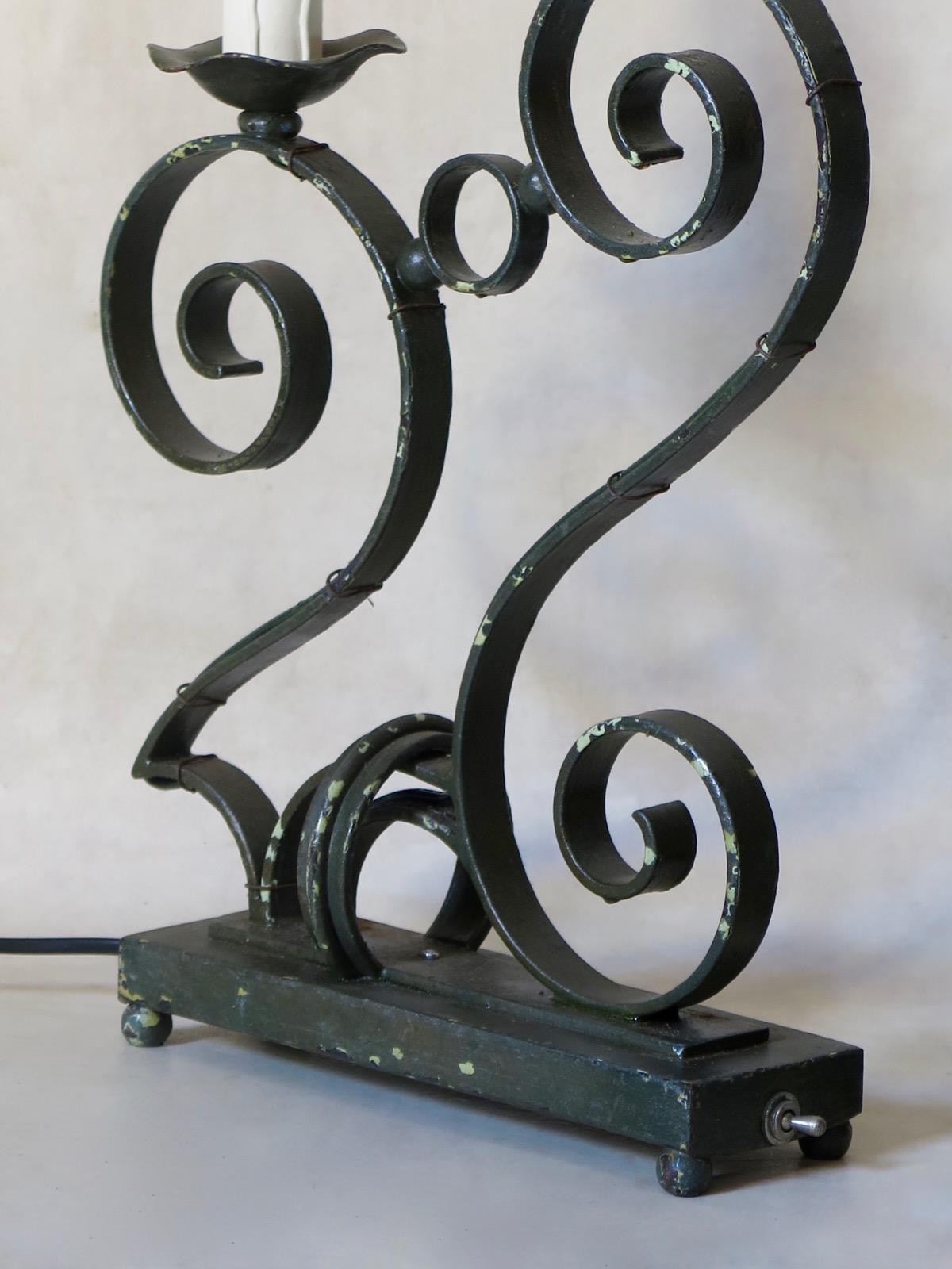 Wrought Iron French 1930s Art Deco Table Lamps For Sale