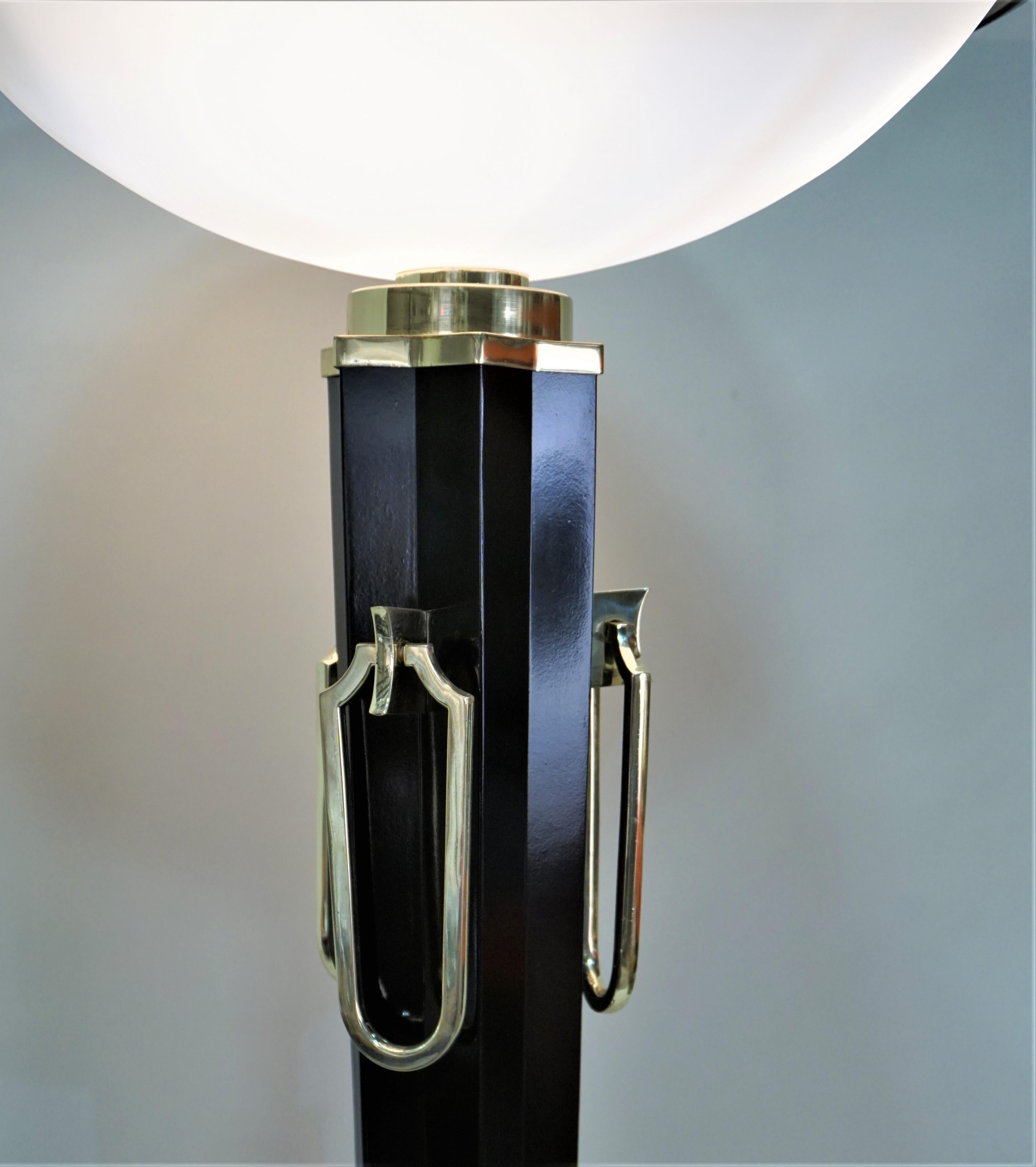 Lacquered French 1930s Art Deco Torchiere Floor Lamp