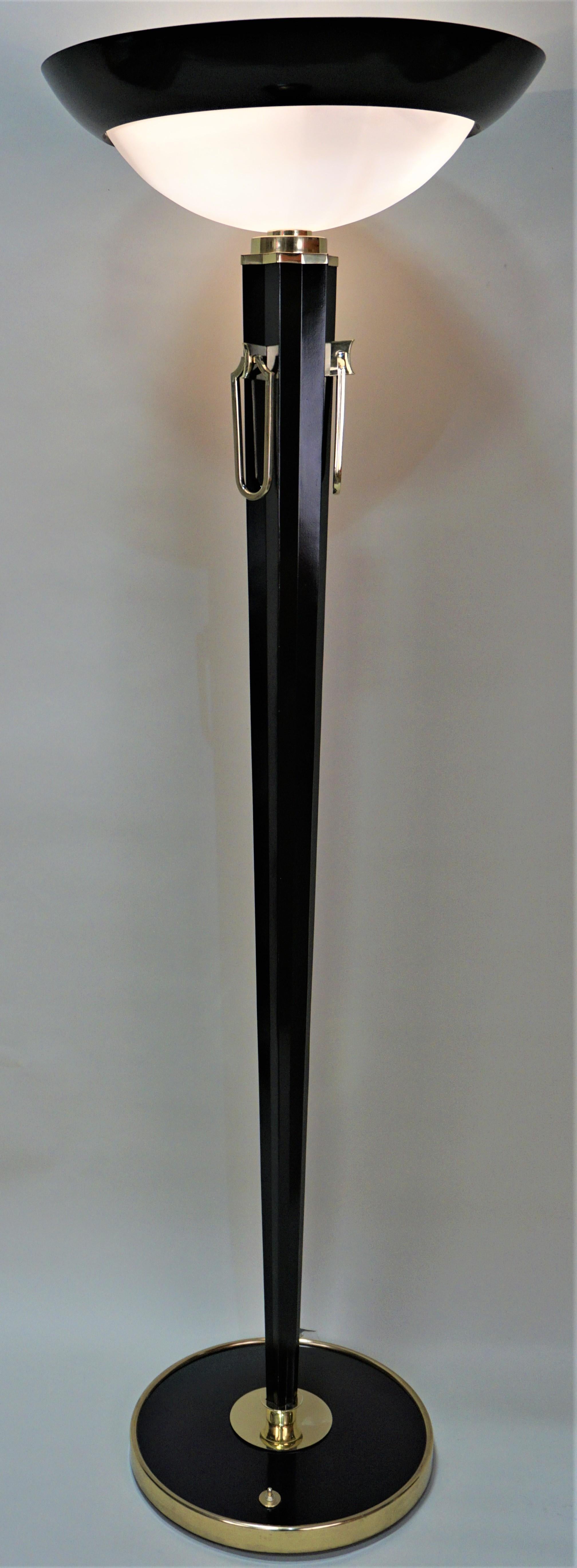French 1930s Art Deco Torchiere Floor Lamp 3