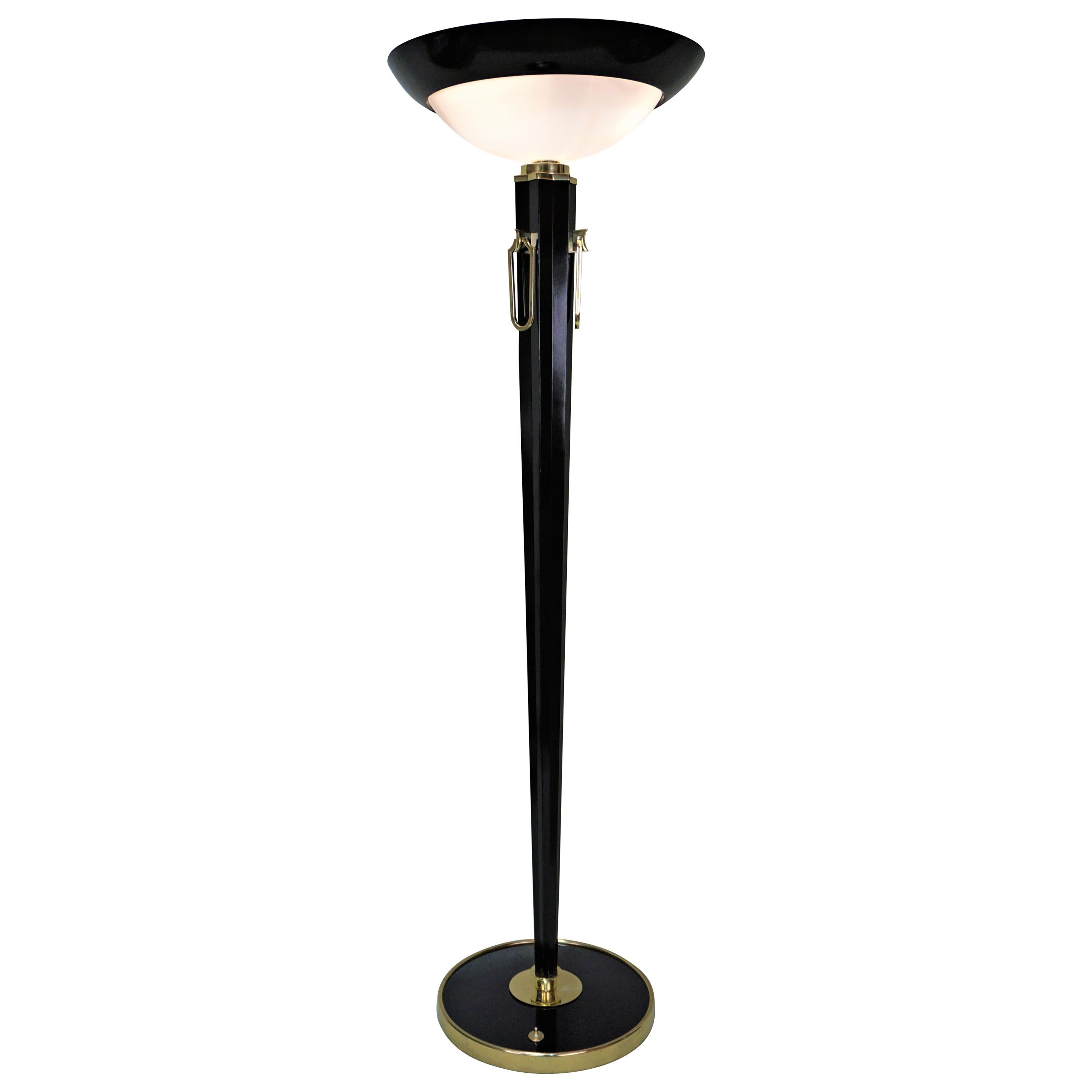 French 1930s Art Deco Torchiere Floor Lamp