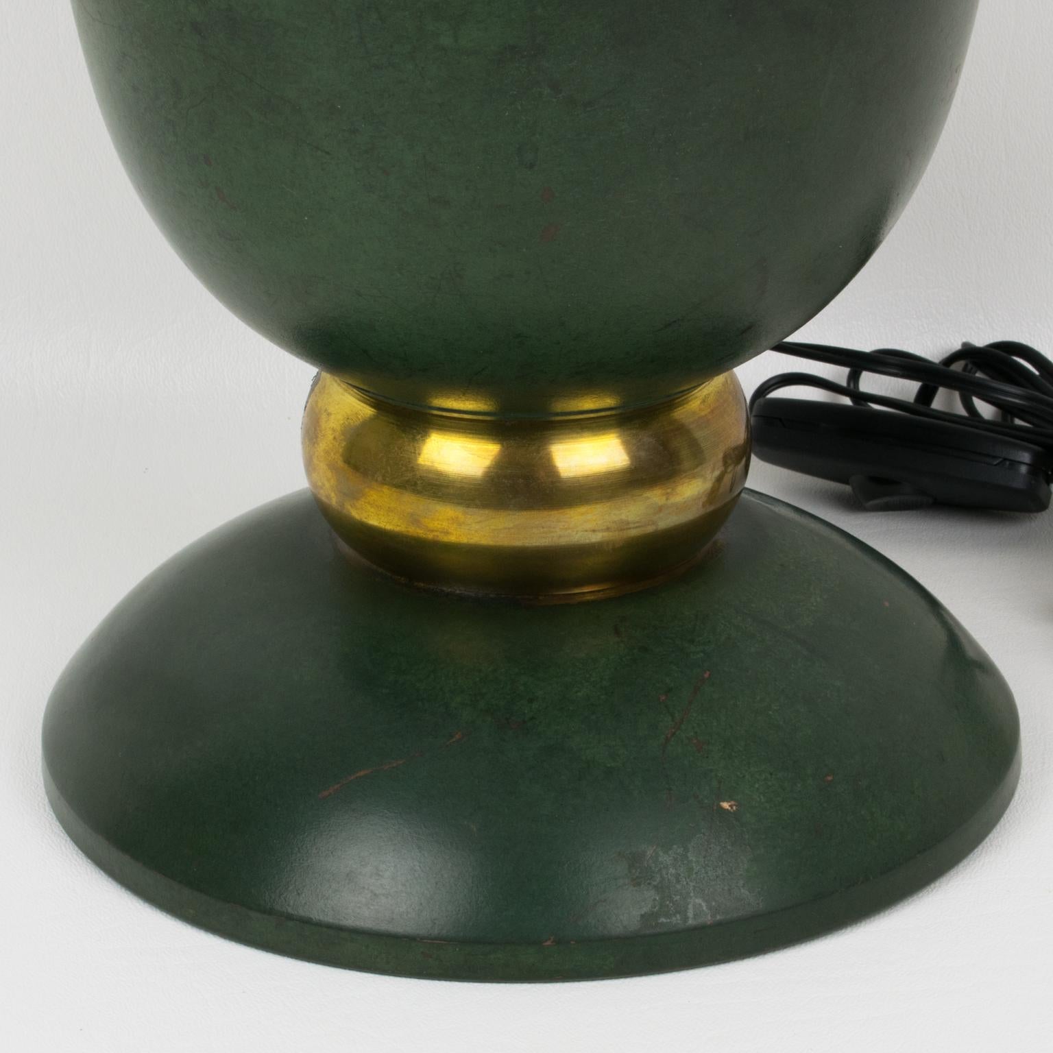 Mid-20th Century French 1930s Art Deco Uplight Brass Metal Table Lamp