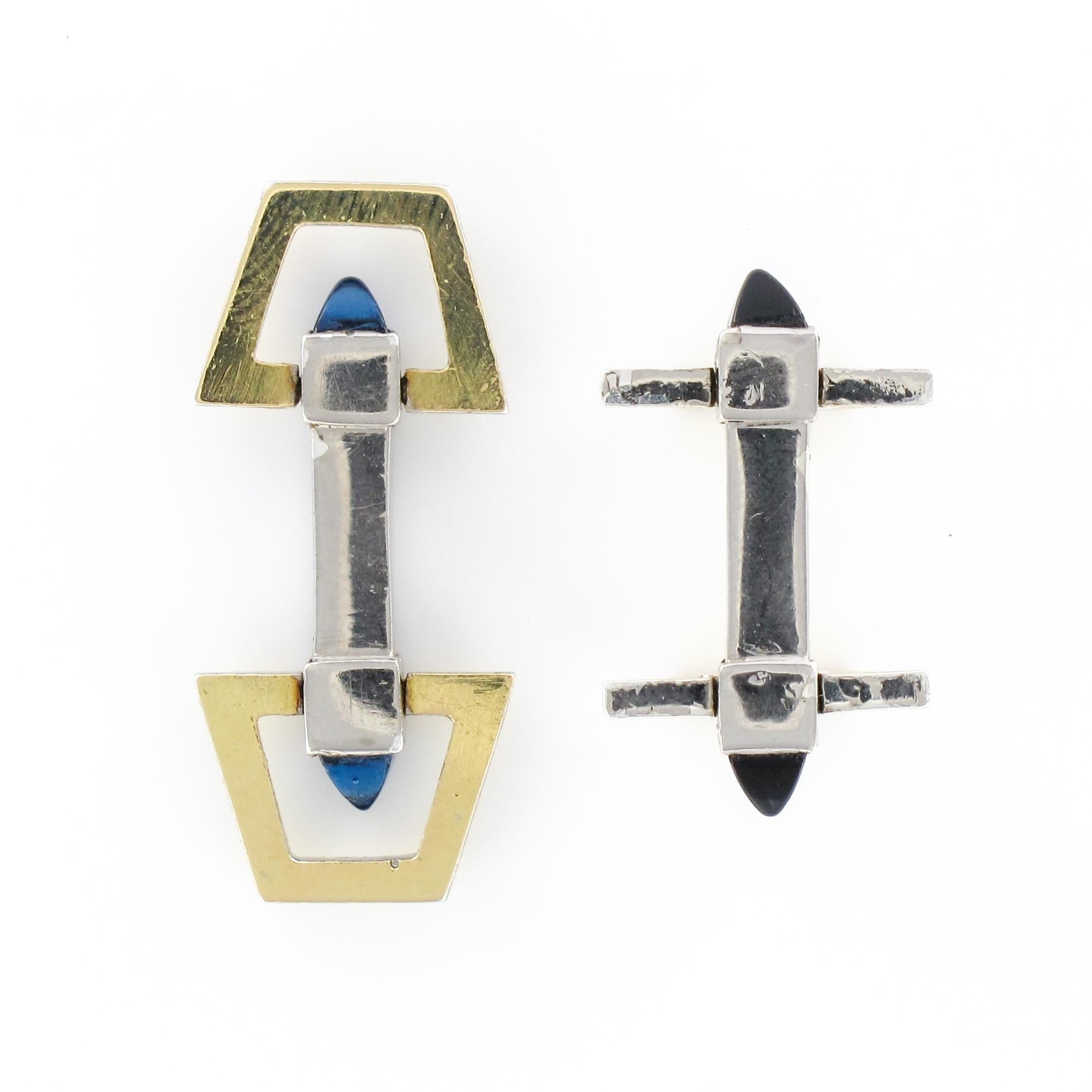 French 1930s Art Deco Vermeil Cufflinks For Sale 6