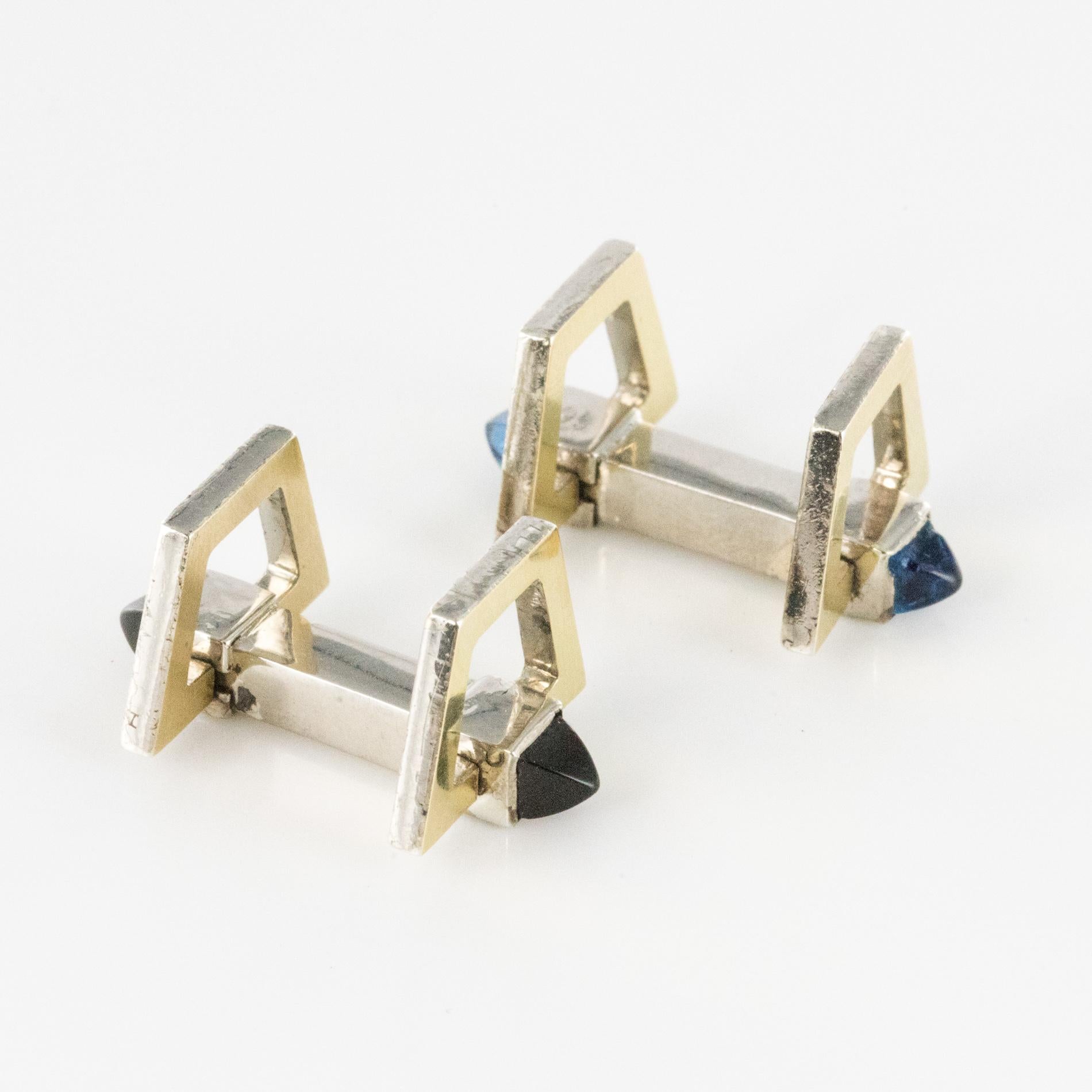 French 1930s Art Deco Vermeil Cufflinks For Sale 2