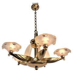 French 1930s Art Deco Water Fontan Chandelier by Petitot & Ezan