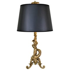 French 1930s Bronze Dolphin Table Lamp