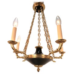 French 1930's Bronze Empire Chandelier