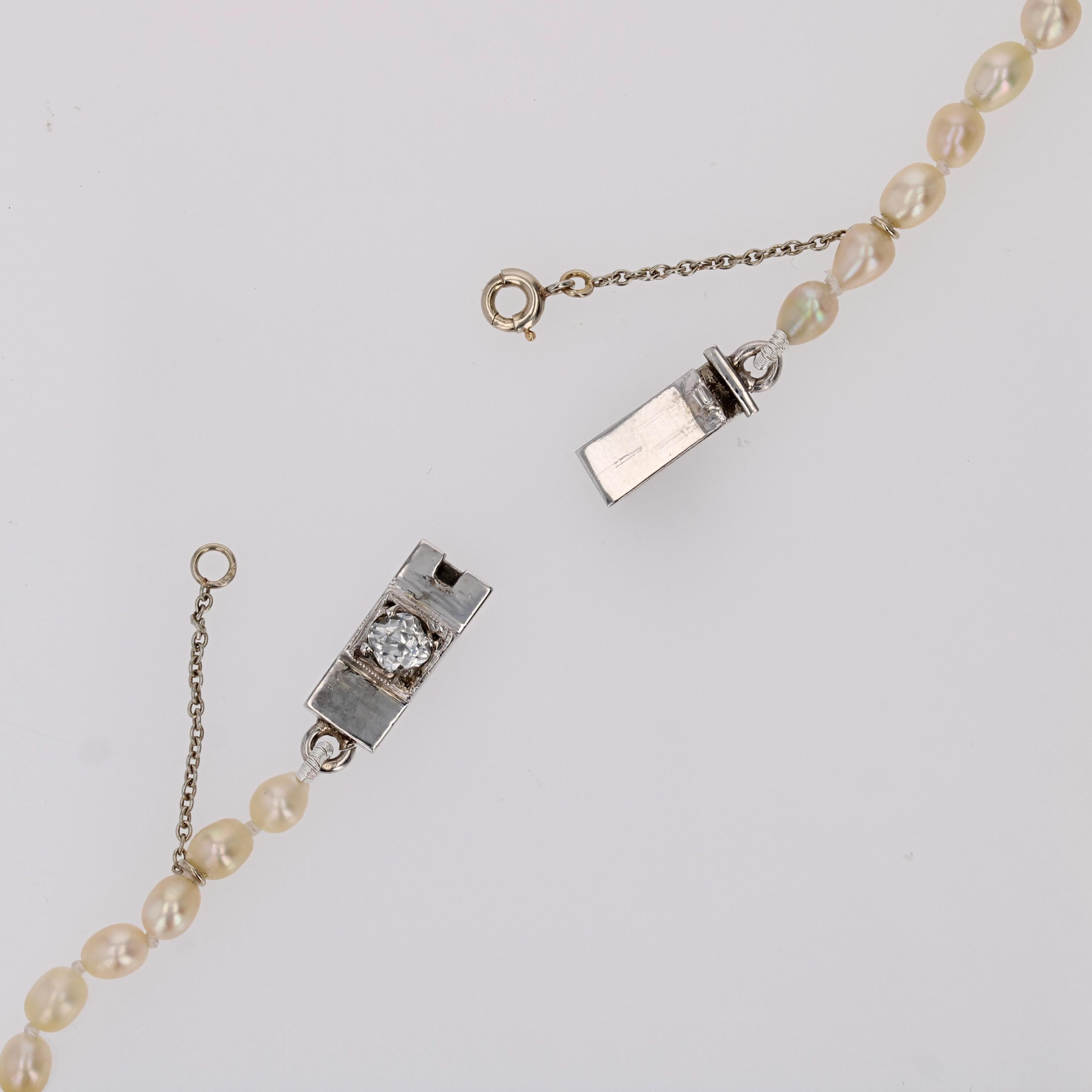 Art Deco-Halskette, zertifizierte feine Perle Platin Diamant, 1930er Jahre, Französisch im Angebot 8