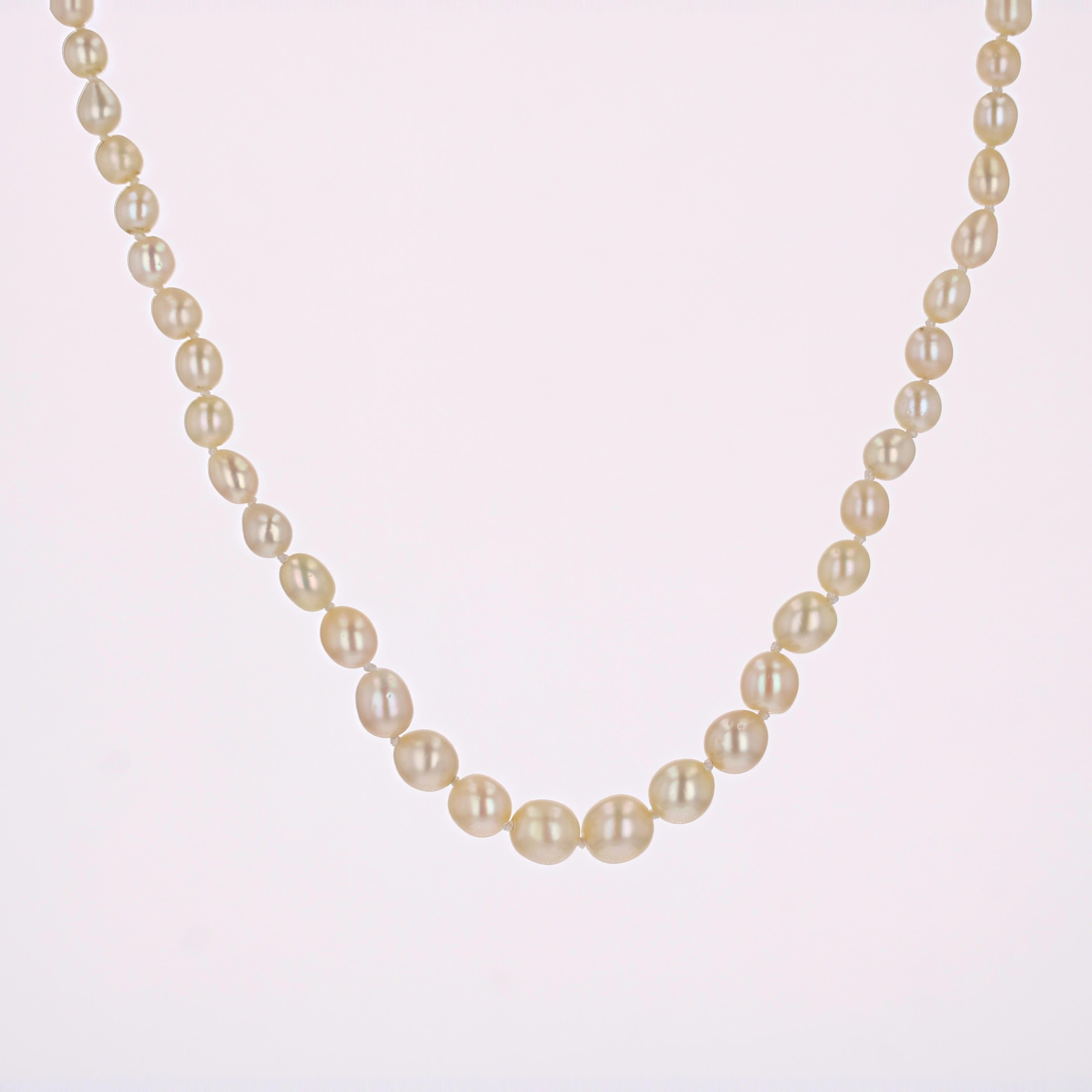 French 1930s Certified Fine Pearl Platinum Diamond Art Deco Necklace For Sale 10