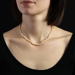 French 1930s Certified Fine Pearl Platinum Diamond Art Deco Necklace