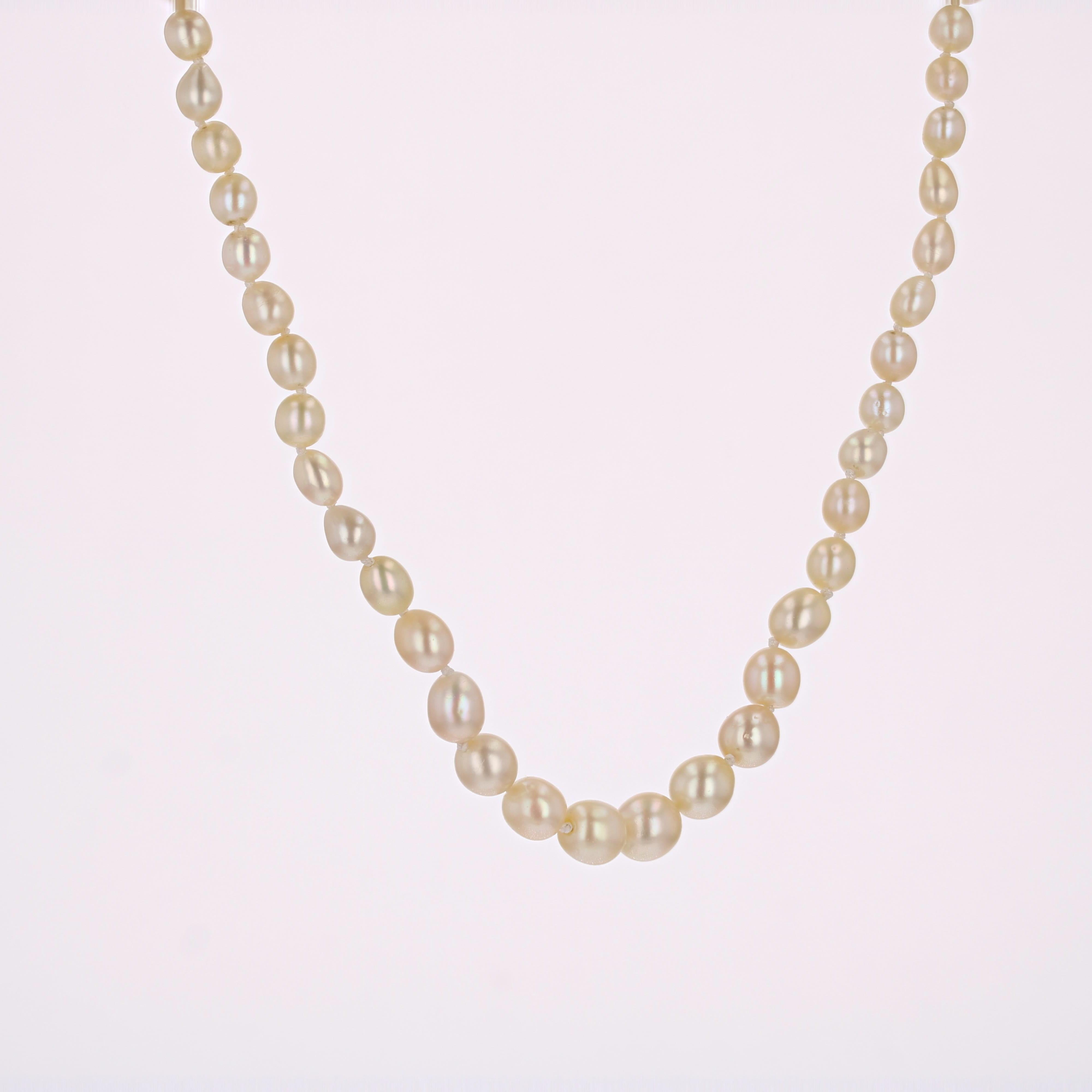 Women's French 1930s Certified Fine Pearl Platinum Diamond Art Deco Necklace For Sale