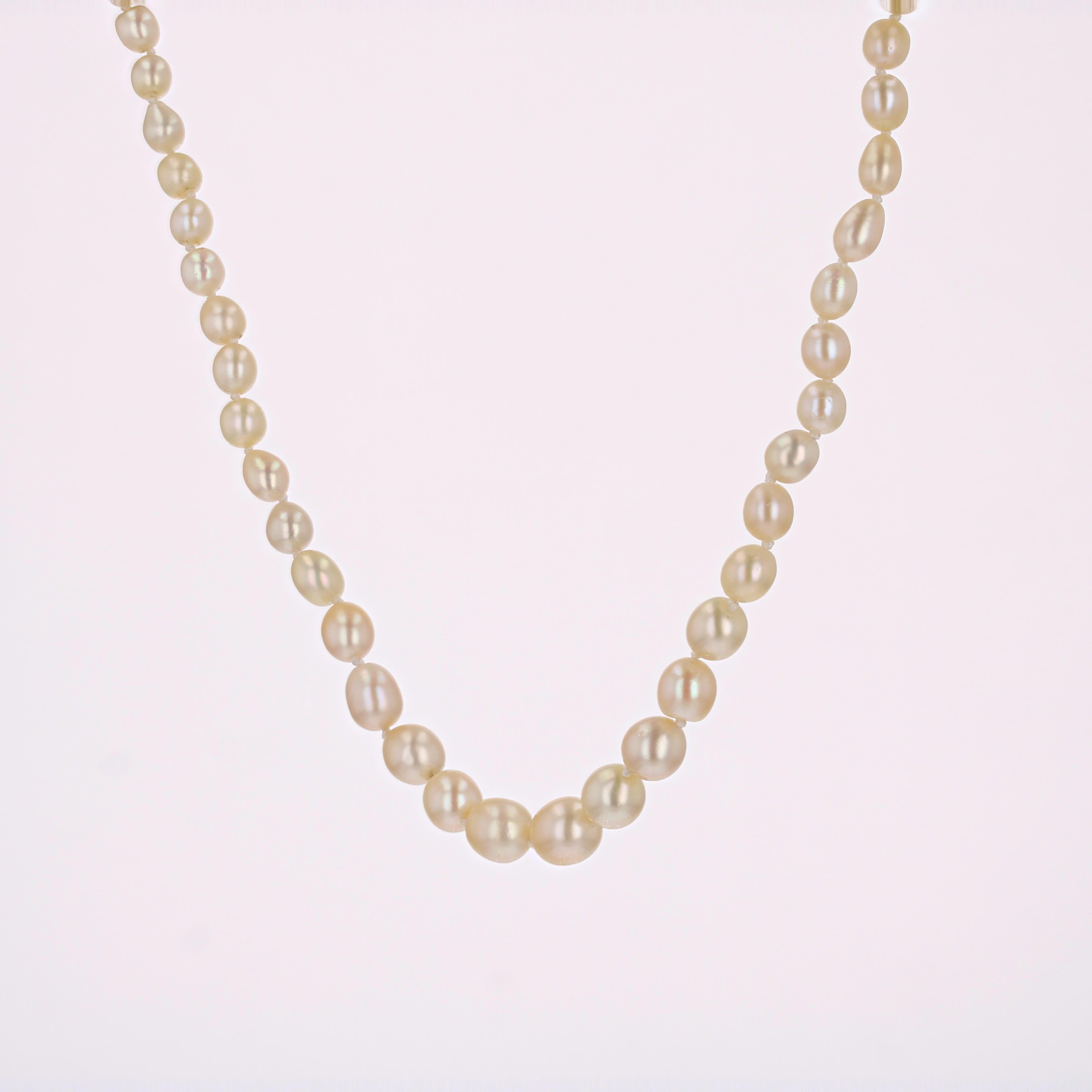 French 1930s Certified Fine Pearl Platinum Diamond Art Deco Necklace For Sale 1