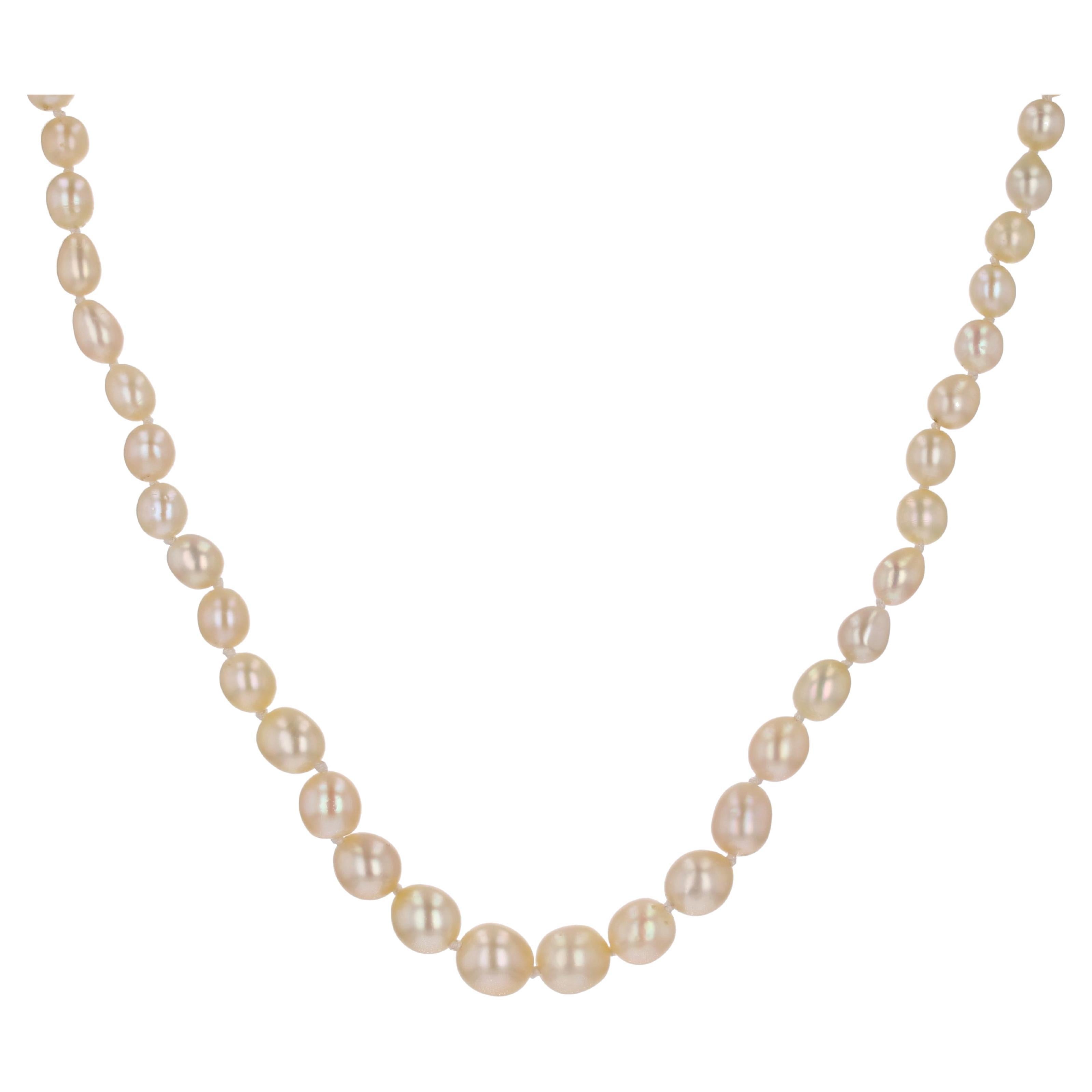 French 1930s Certified Fine Pearl Platinum Diamond Art Deco Necklace For Sale