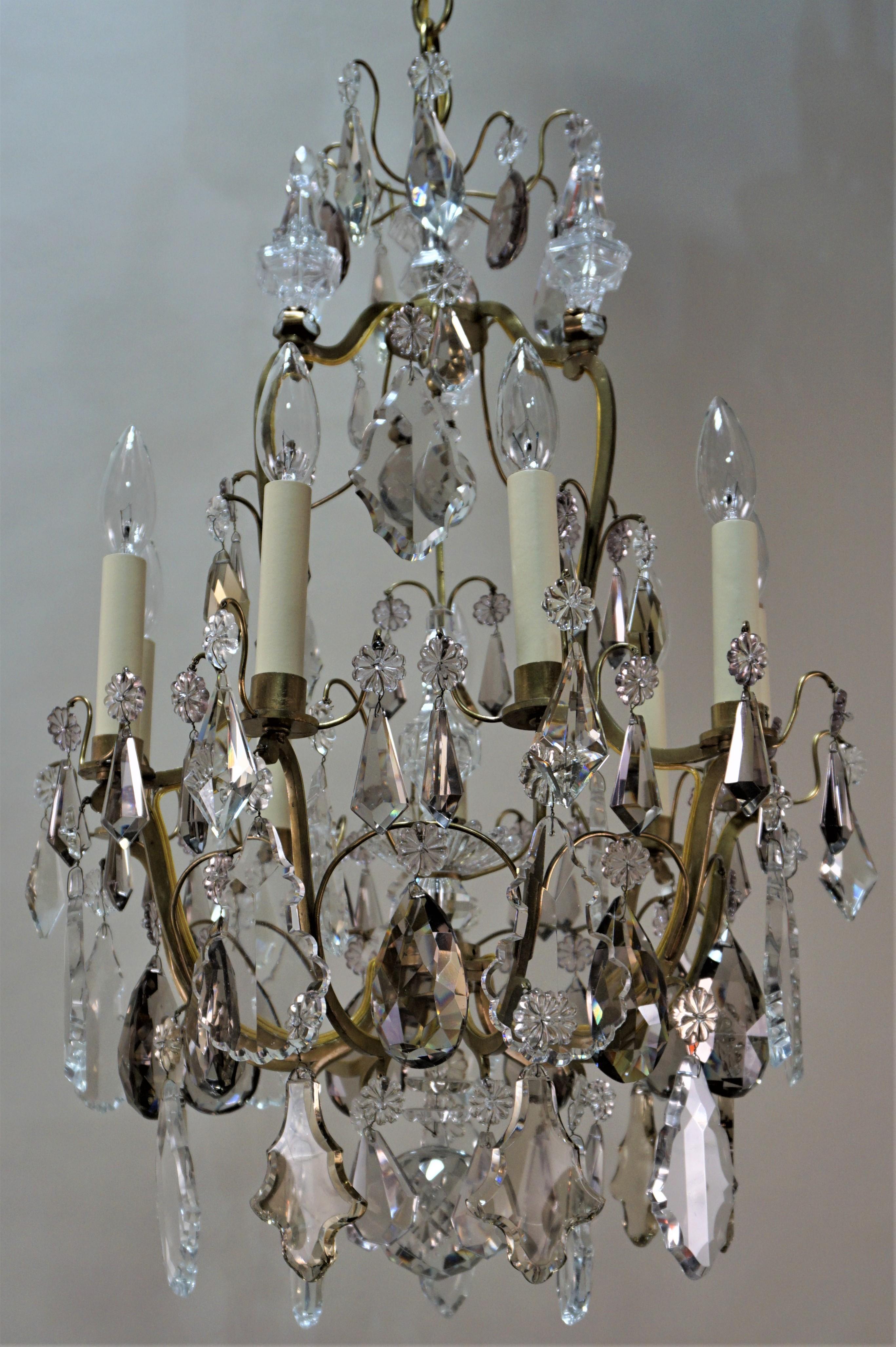 French 1930s Crystal and Bronze Chandelier. 6