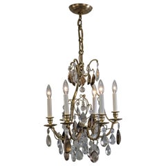 French 1930s Crystal and bronze Chandelier