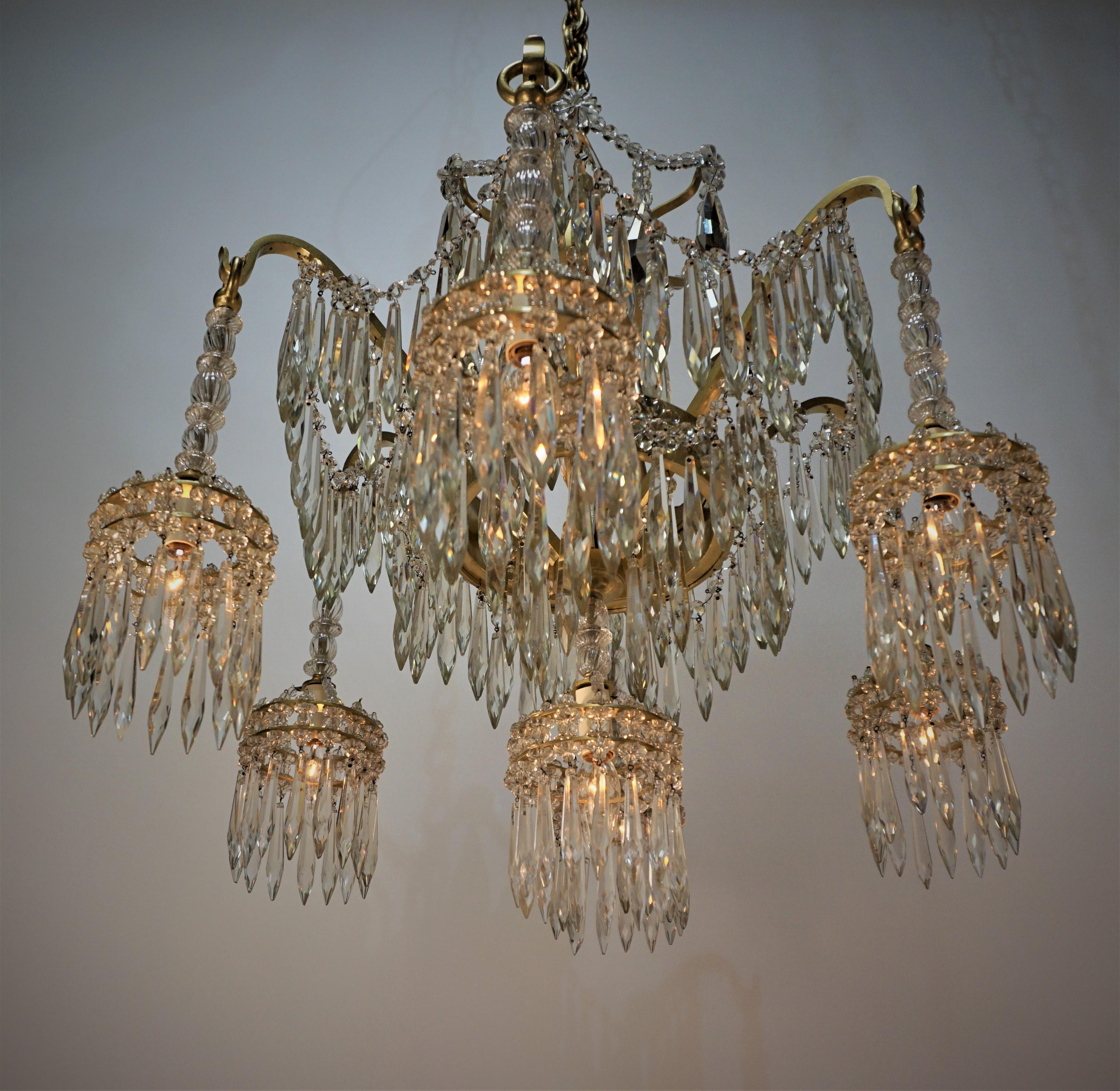 French 1930's Crystal Chandelier 4