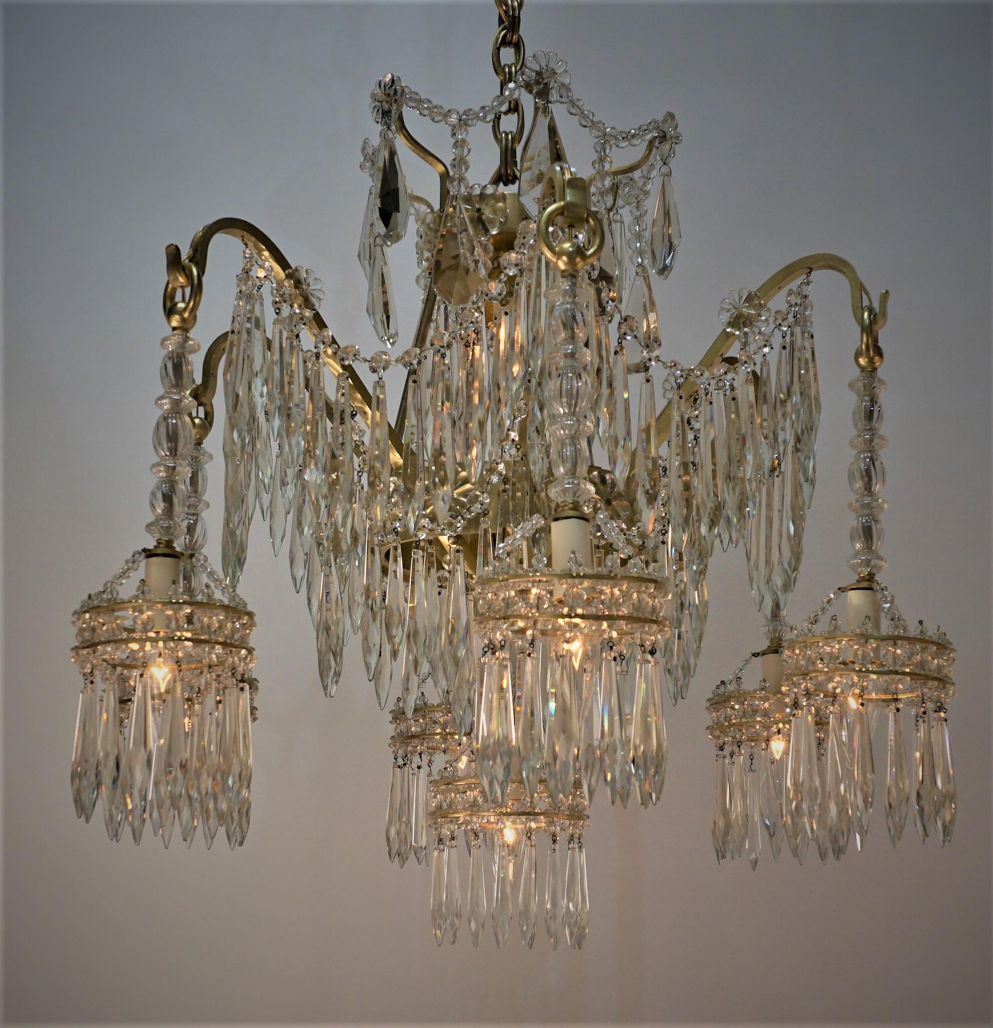 French 1930's Crystal Chandelier In Good Condition In Fairfax, VA