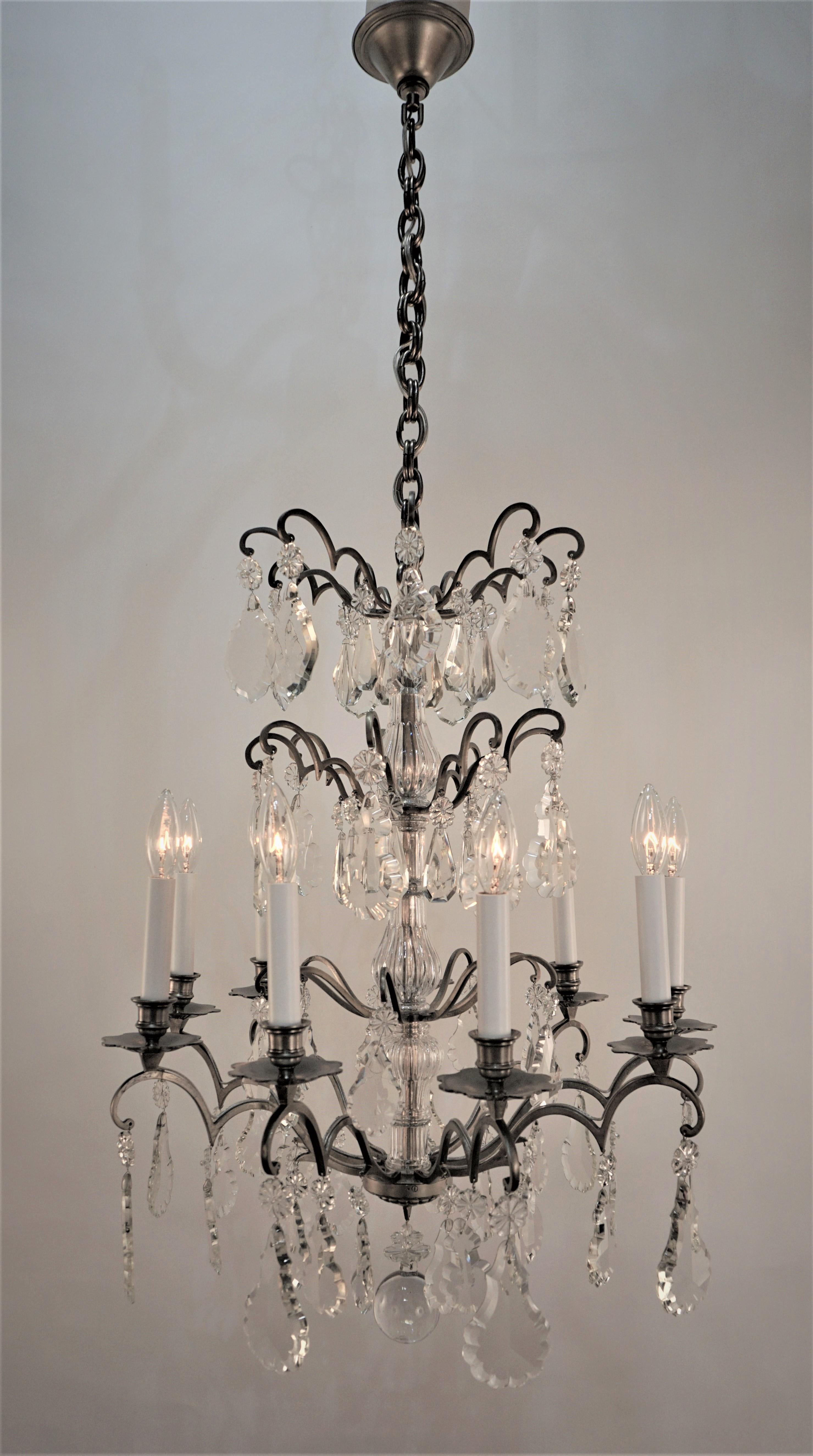Mid-20th Century French 1930's Crystal Chandelier For Sale