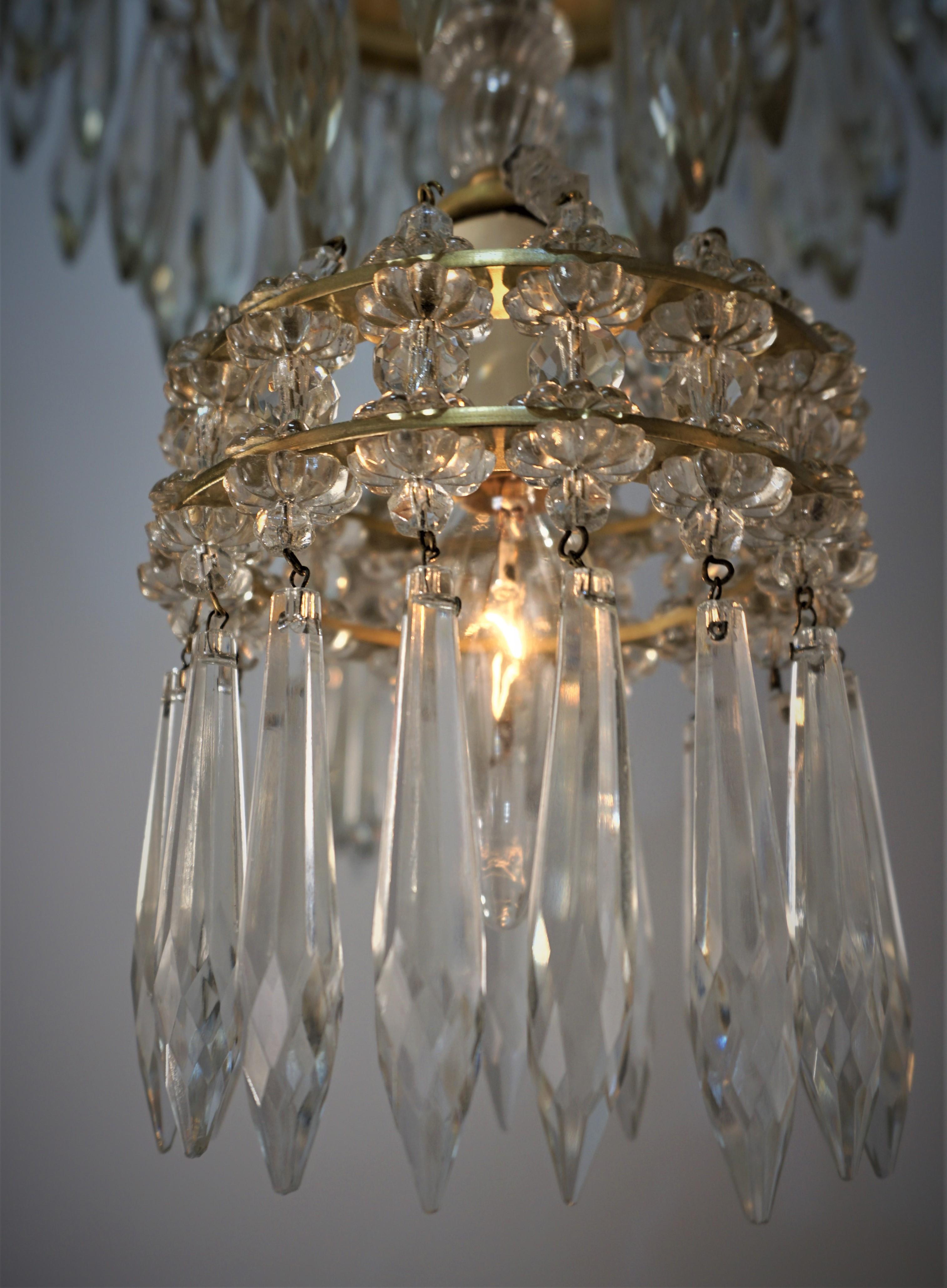 Bronze French 1930's Crystal Chandelier