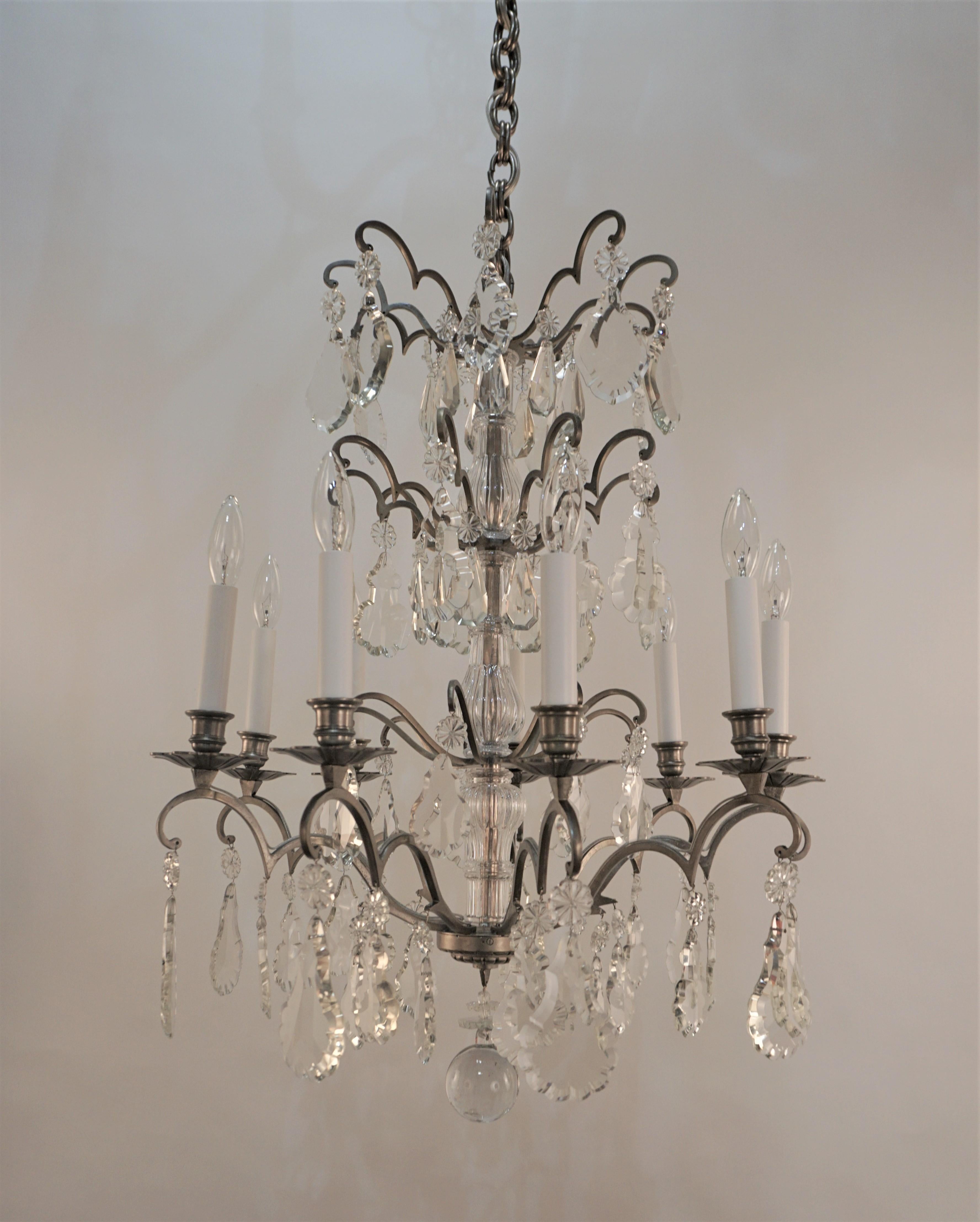 French 1930's Crystal Chandelier For Sale 2