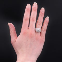 French 1930s Diamond Platinum Art Deco Dome Ring