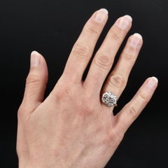 French 1930s Diamonds 18 Karat White Gold Art Deco Ring