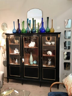 French 1930s Ebonised Oak Glazed Display Cabinet