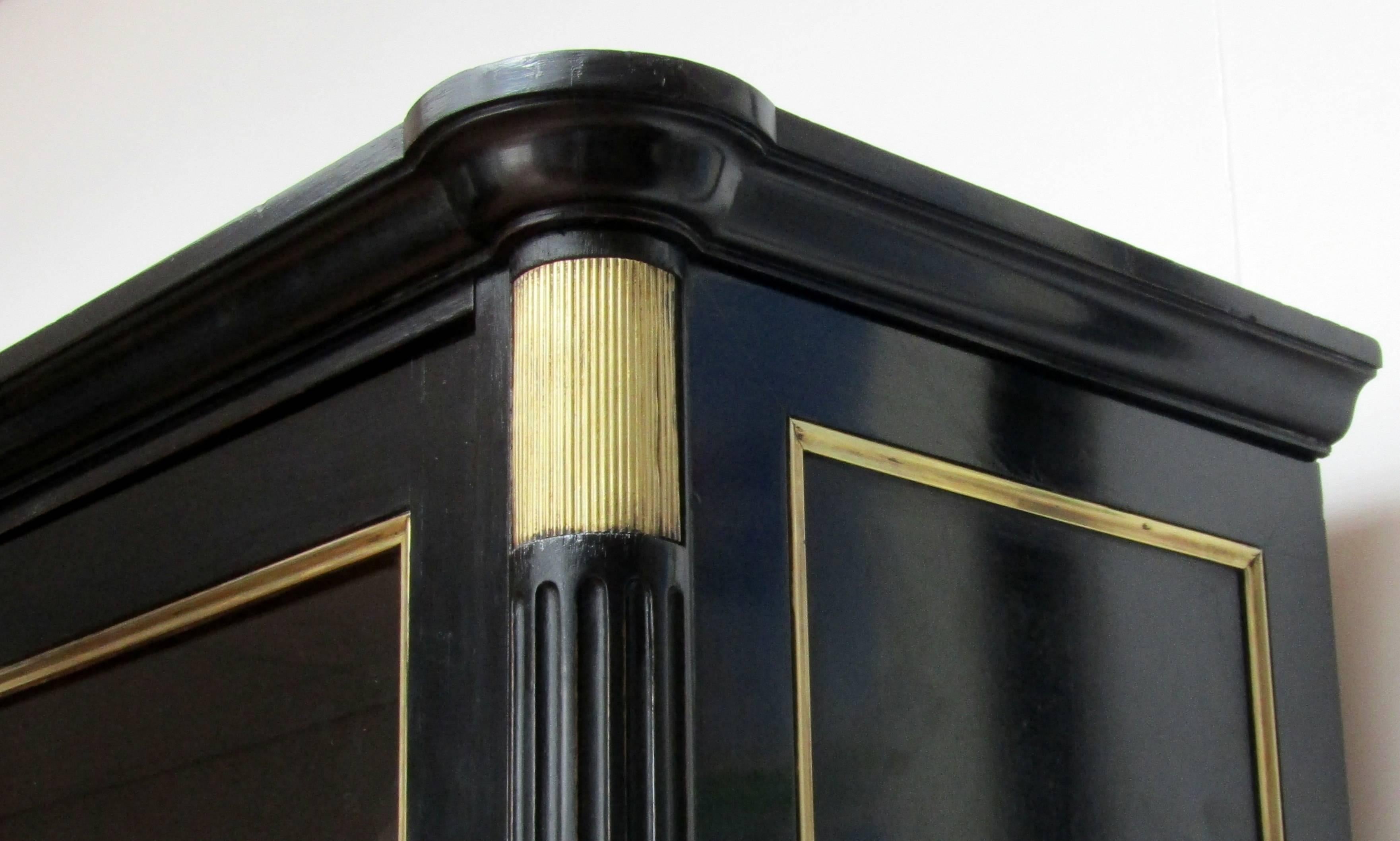 Napoleon III French 1930s Ebonised Oak Glazed Display Cabinet For Sale