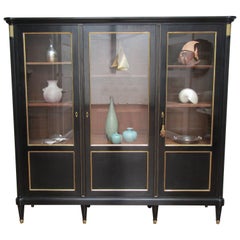 French 1930s Ebonised Oak Glazed Display Cabinet