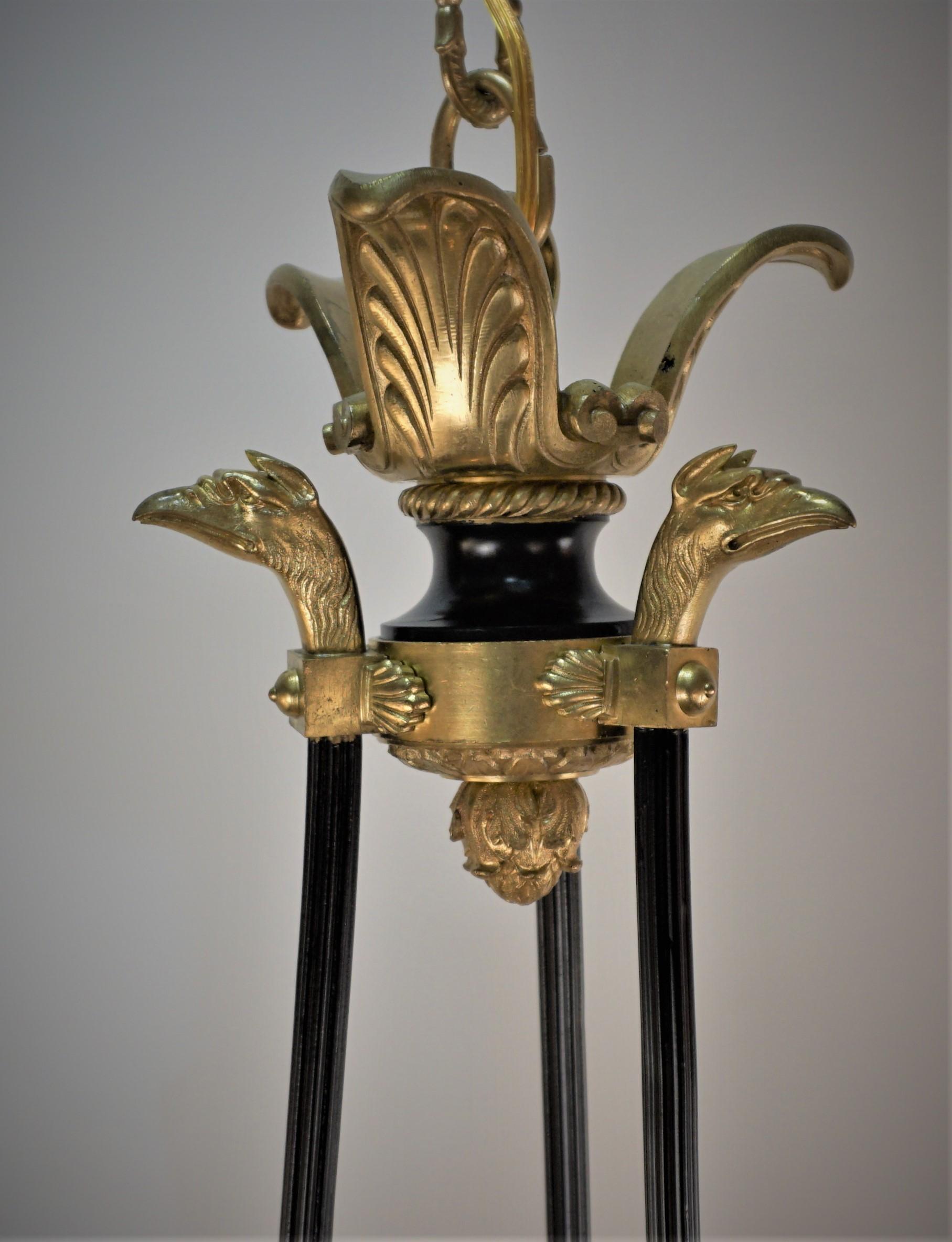 French 1930s Empire Bronze Chandelier For Sale 3