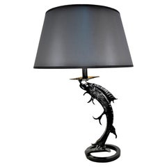 French 1930
s Fish Design Handmade Iron Table Lamp