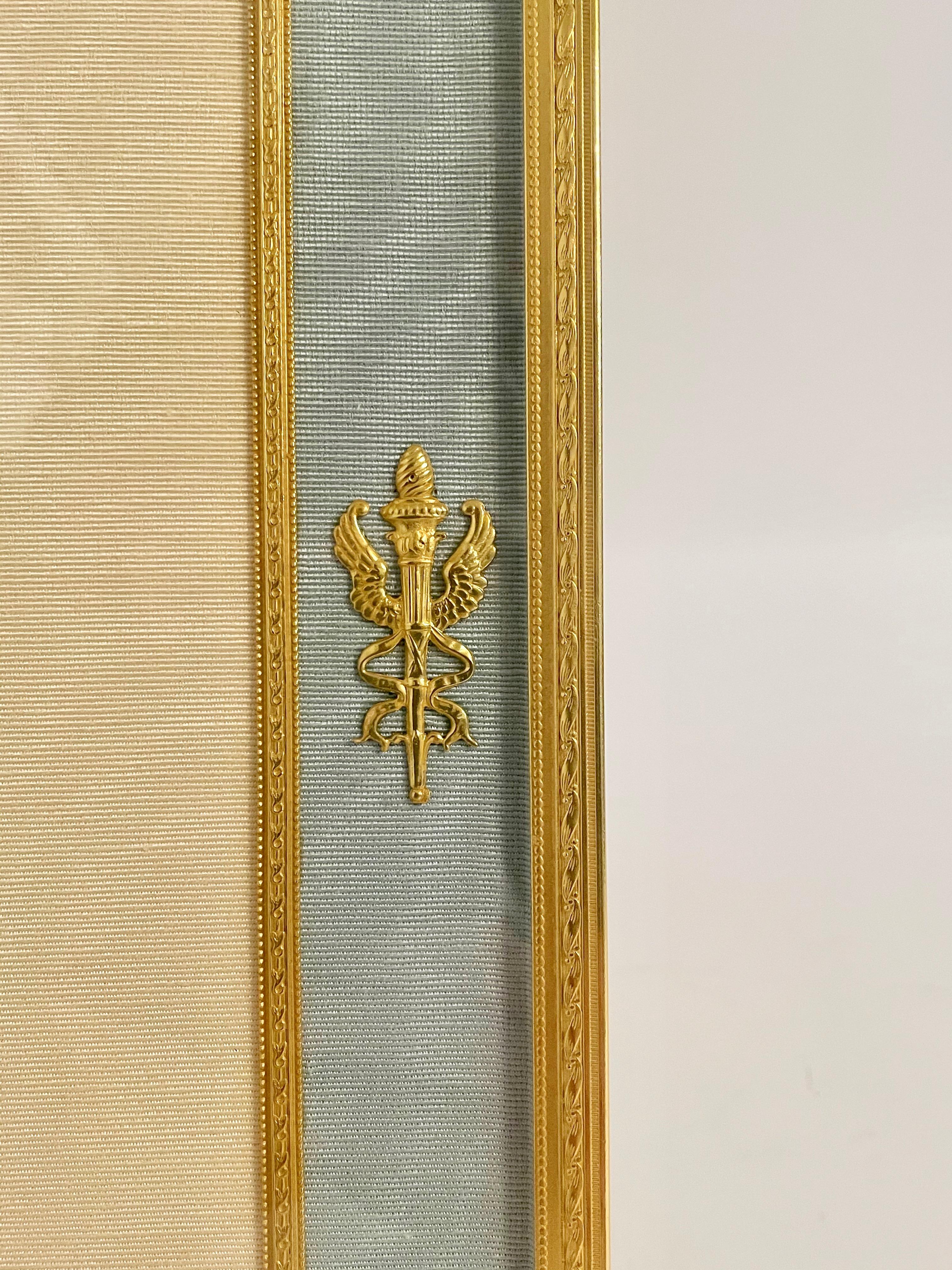 Mid-20th Century French 1930s Gilt Bronze and Blue Silk Photo Frame