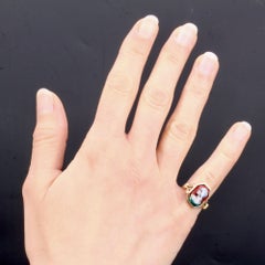French 1930s Limoges Enamel 18 Karat Yellow Gold Ring