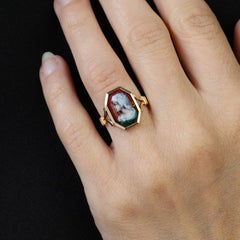French 1930s Limoges Enamel 18 Karat Yellow Gold Ring