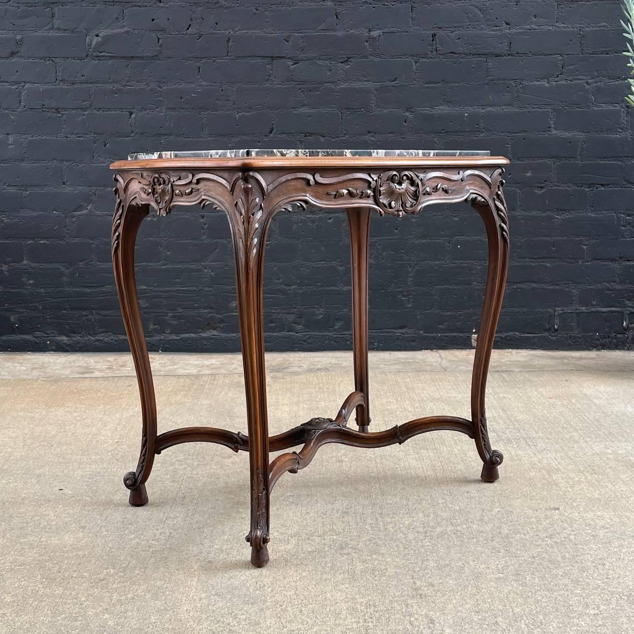 Mid-20th Century French 1930s Louis XV Style Table with Carved Rocaille Decorations  For Sale