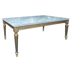 French 1930s Louis XVI Style Coffee Table with Removable Marble Top