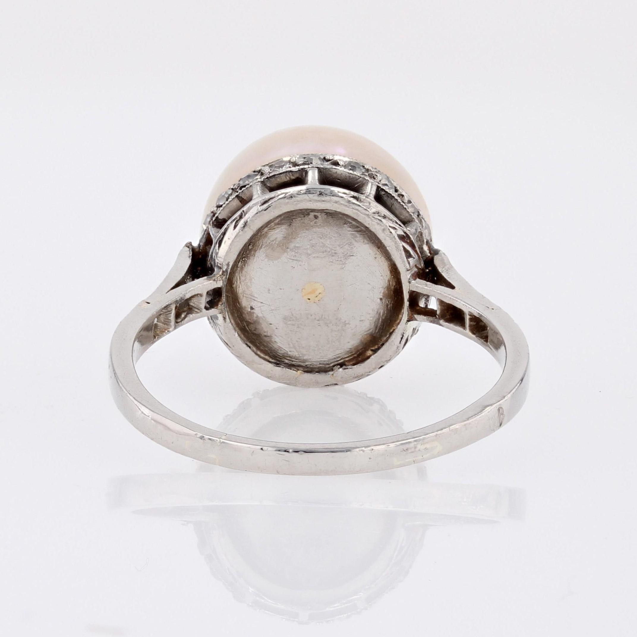 Anello Art Deco francese degli anni '30 con perle Mabe e diamanti in platino in vendita 12