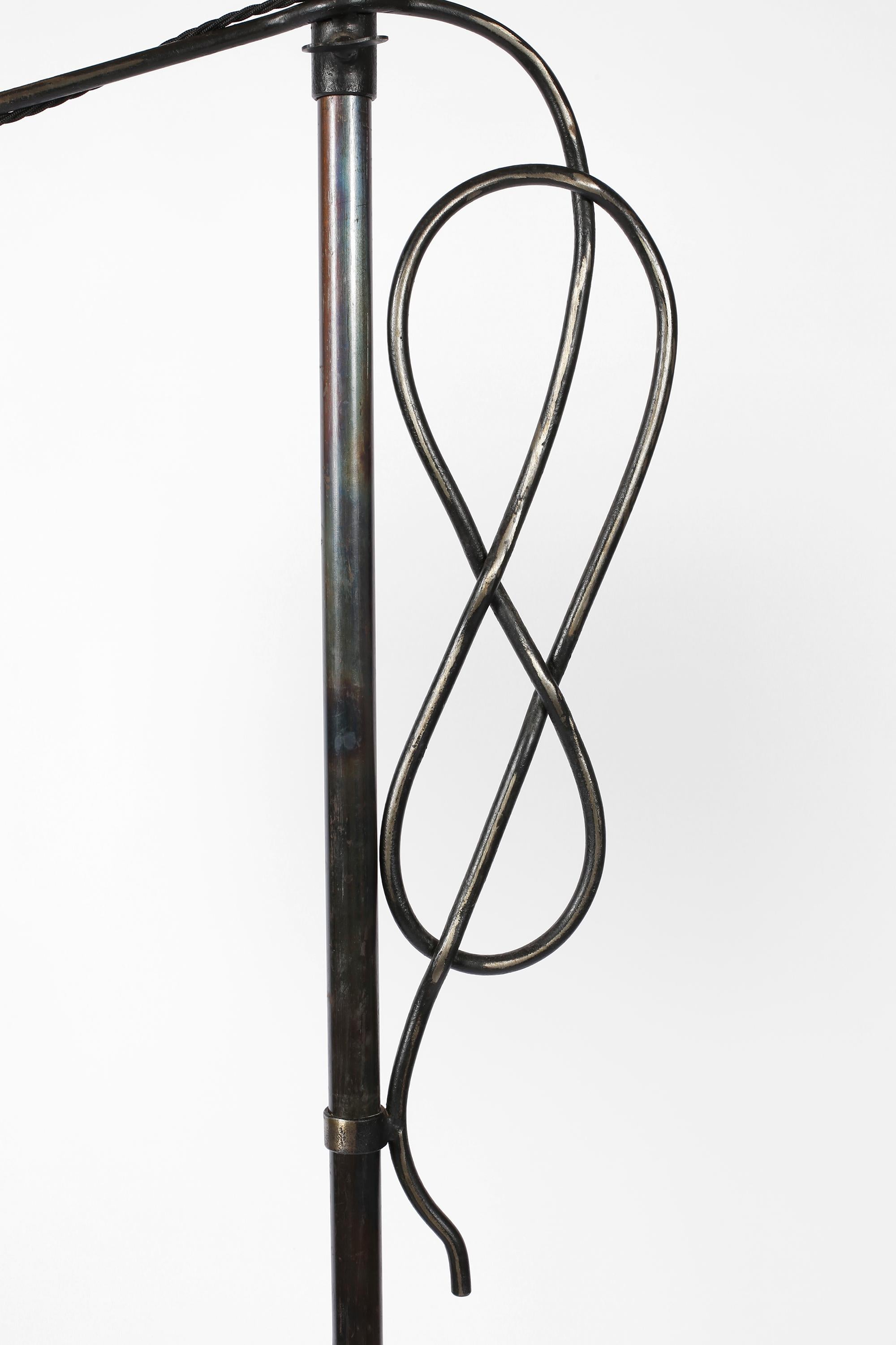 French 1930s Michel Zadounaïsky Art Deco Floor Lamp in Forged Iron 1