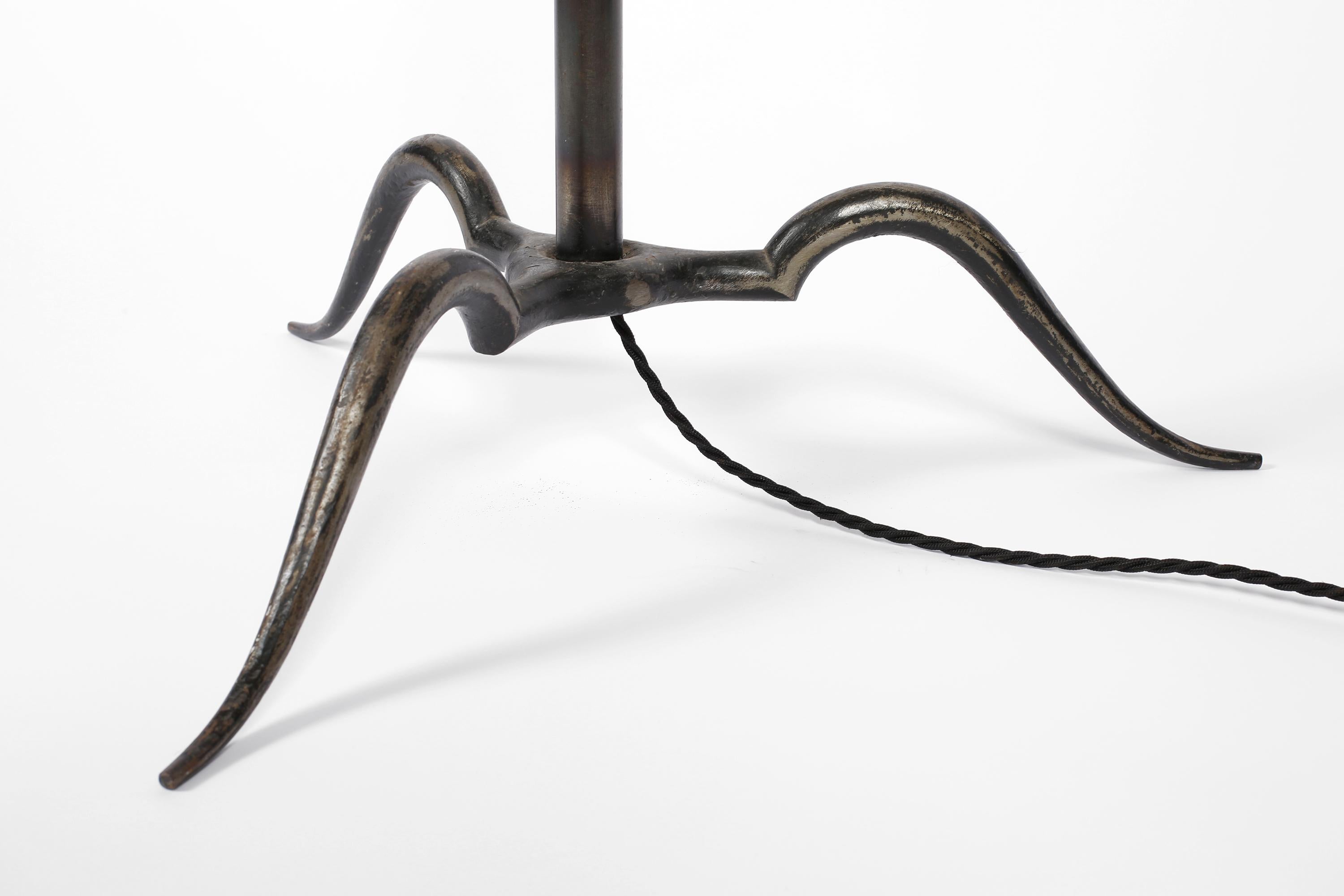 French 1930s Michel Zadounaïsky Art Deco Floor Lamp in Forged Iron 4