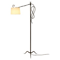 French 1930s Michel Zadounaïsky Art Deco Floor Lamp in Forged Iron
