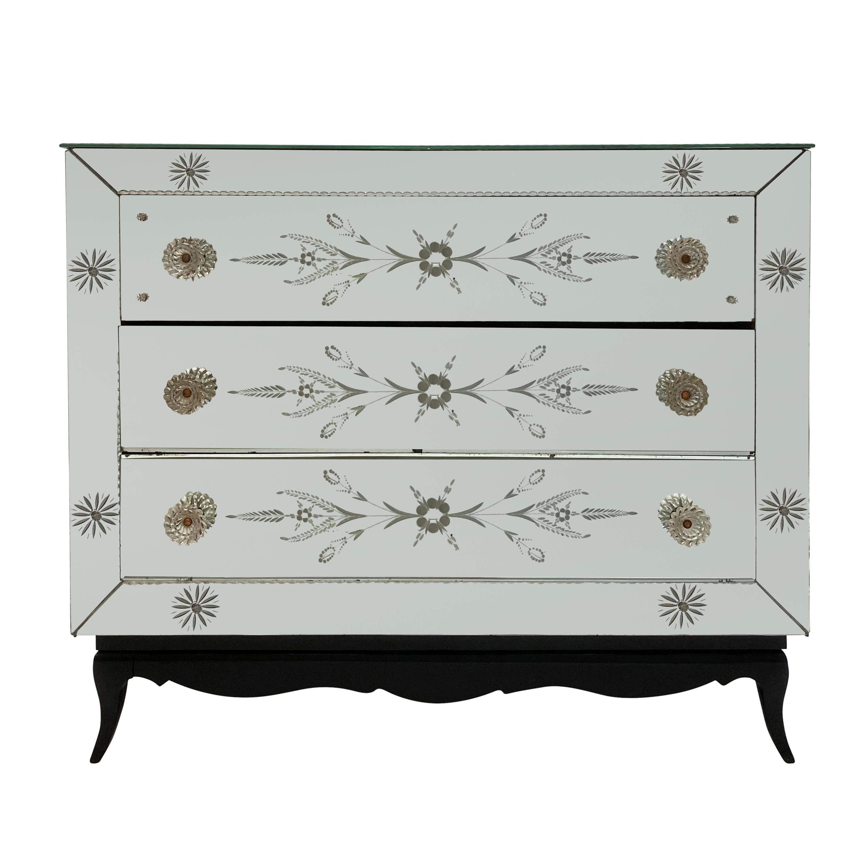 French 1930's Mirrored Chest Of Drawers